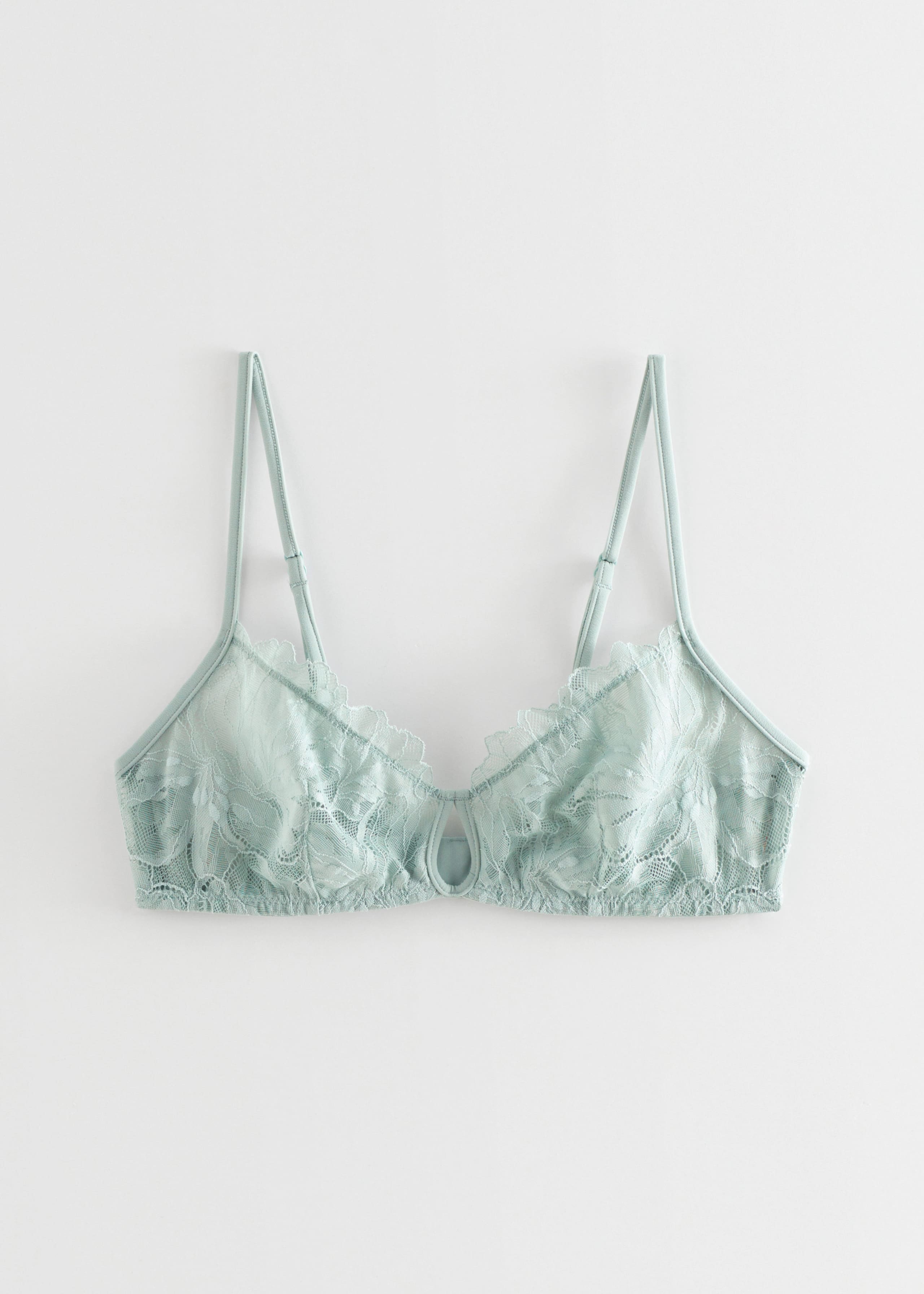 Floral Lace Soft Bra - Light Green - Natura morta