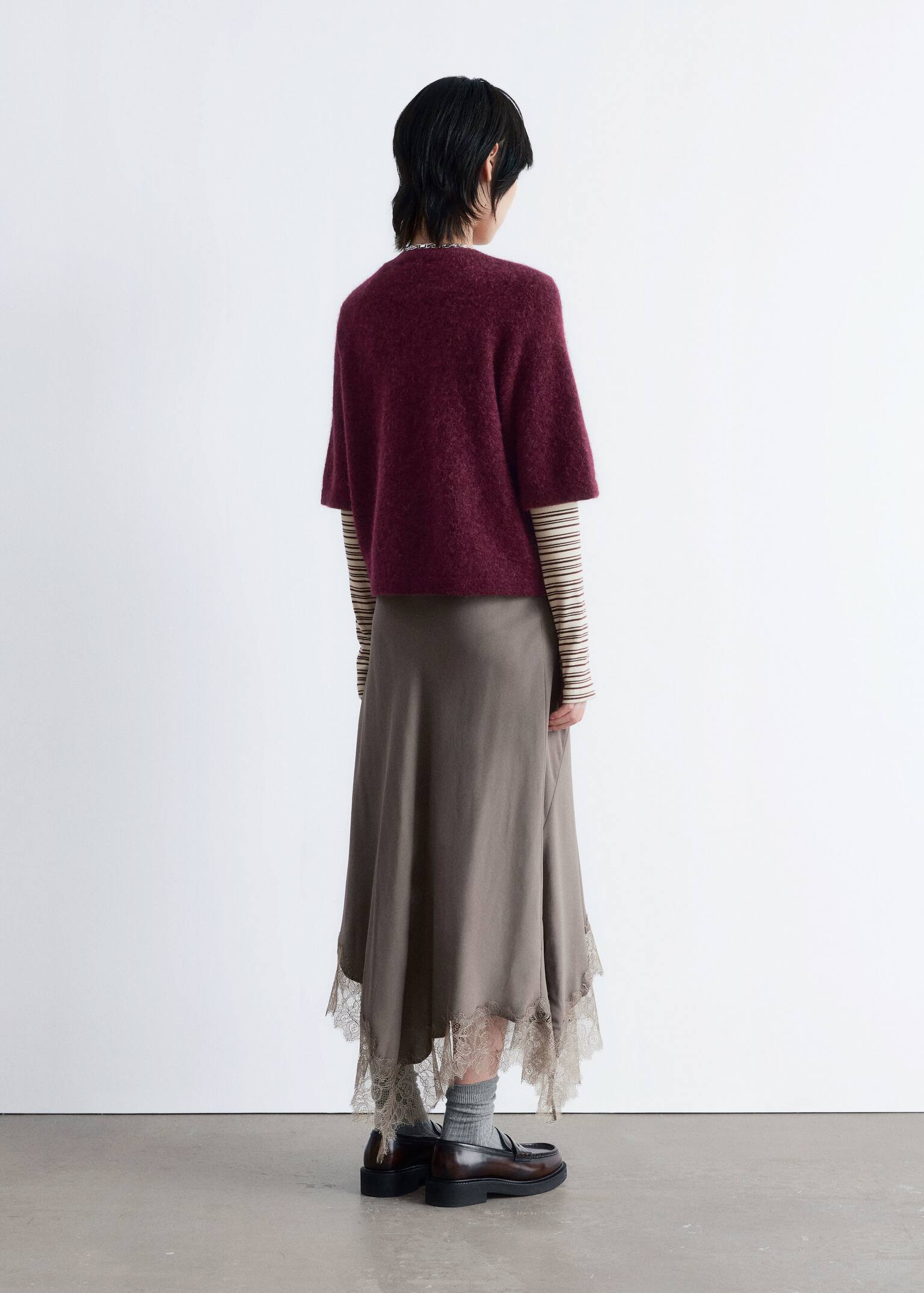 Haut en maille d’alpaga mélangé - Bordeaux/Taupe/Avoine/Gris/Rouge/Noir - 5