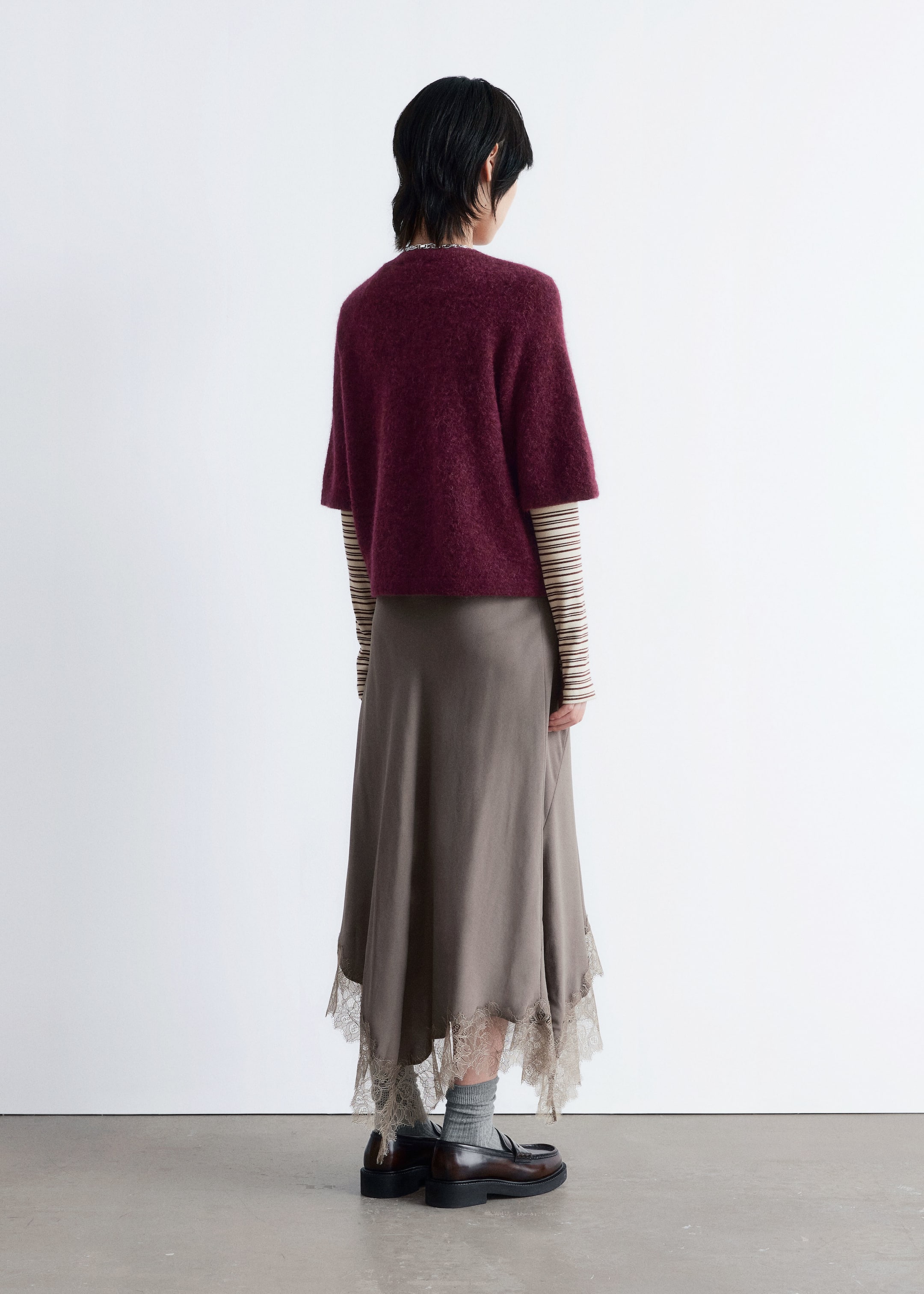 Se større billede: Strikket top i alpakablend - Bordeaux - DAME | H&M DK 5
