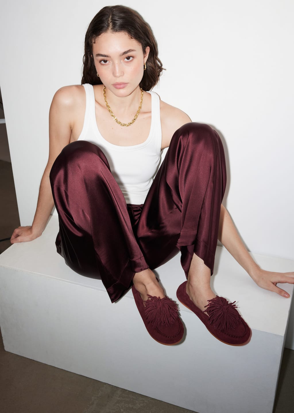 Image of Pompom Suede Loafers