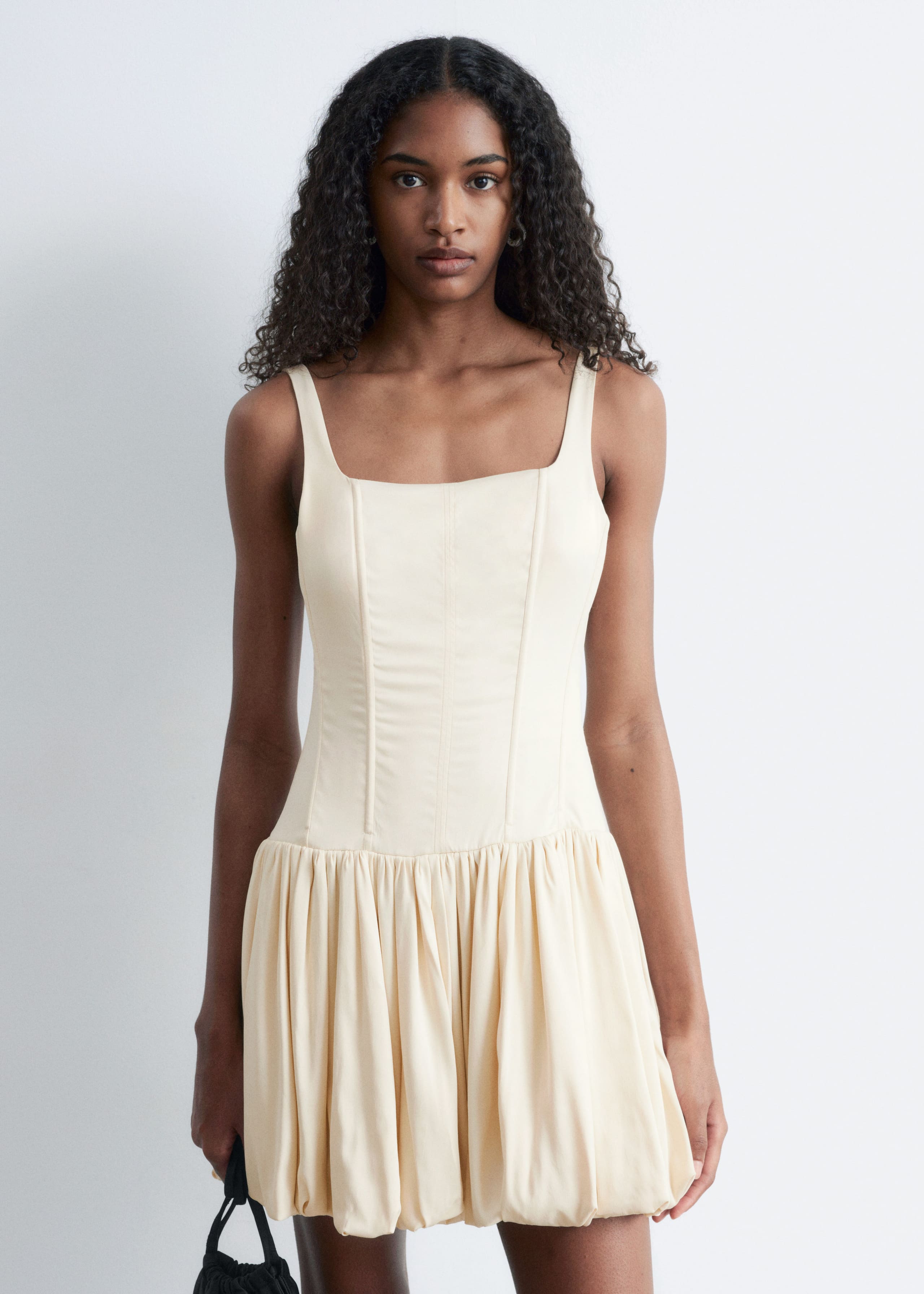 Corset Bubble Mini Dress - Cream - Lookbook