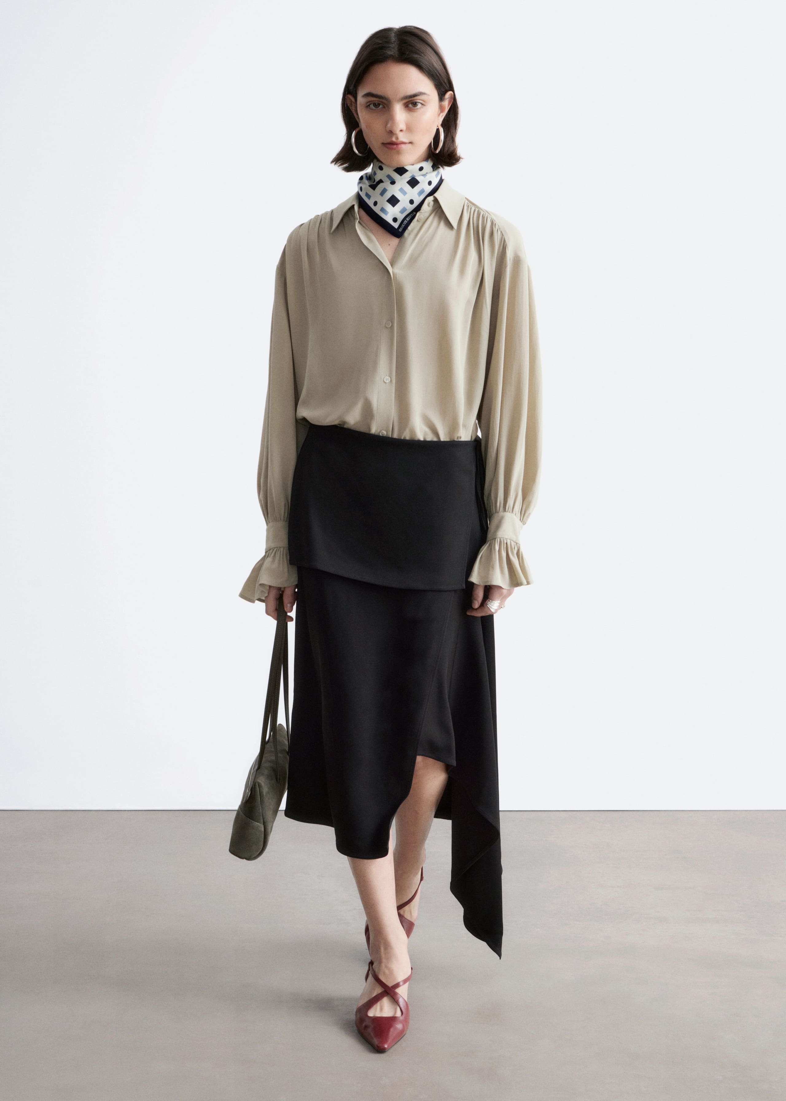 Image of Tie-Back Gathered Blouse