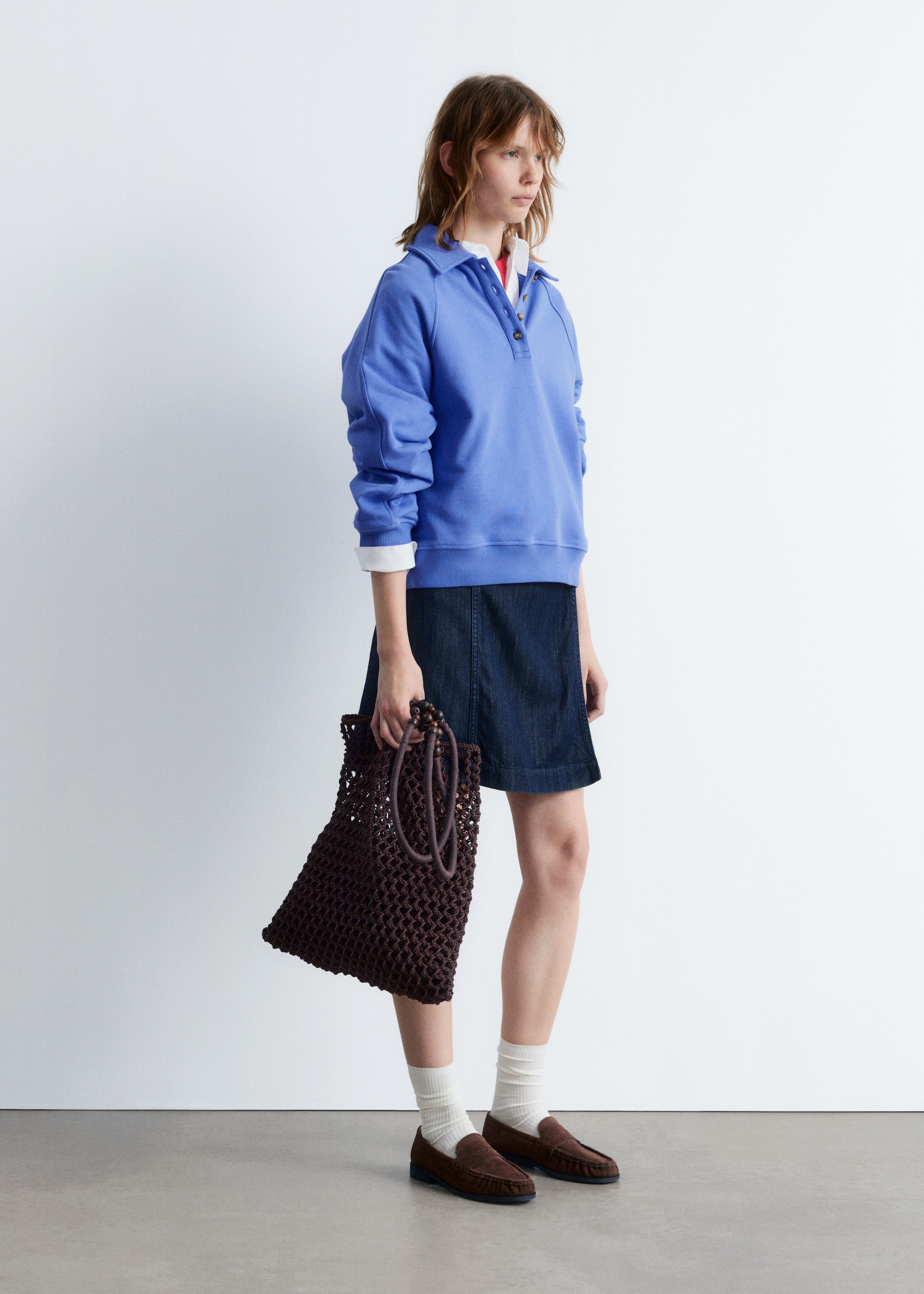 Visualizza immagine più grande: Felpa con colletto in stile polo - Blu brillante - DONNA | H&M IT 4