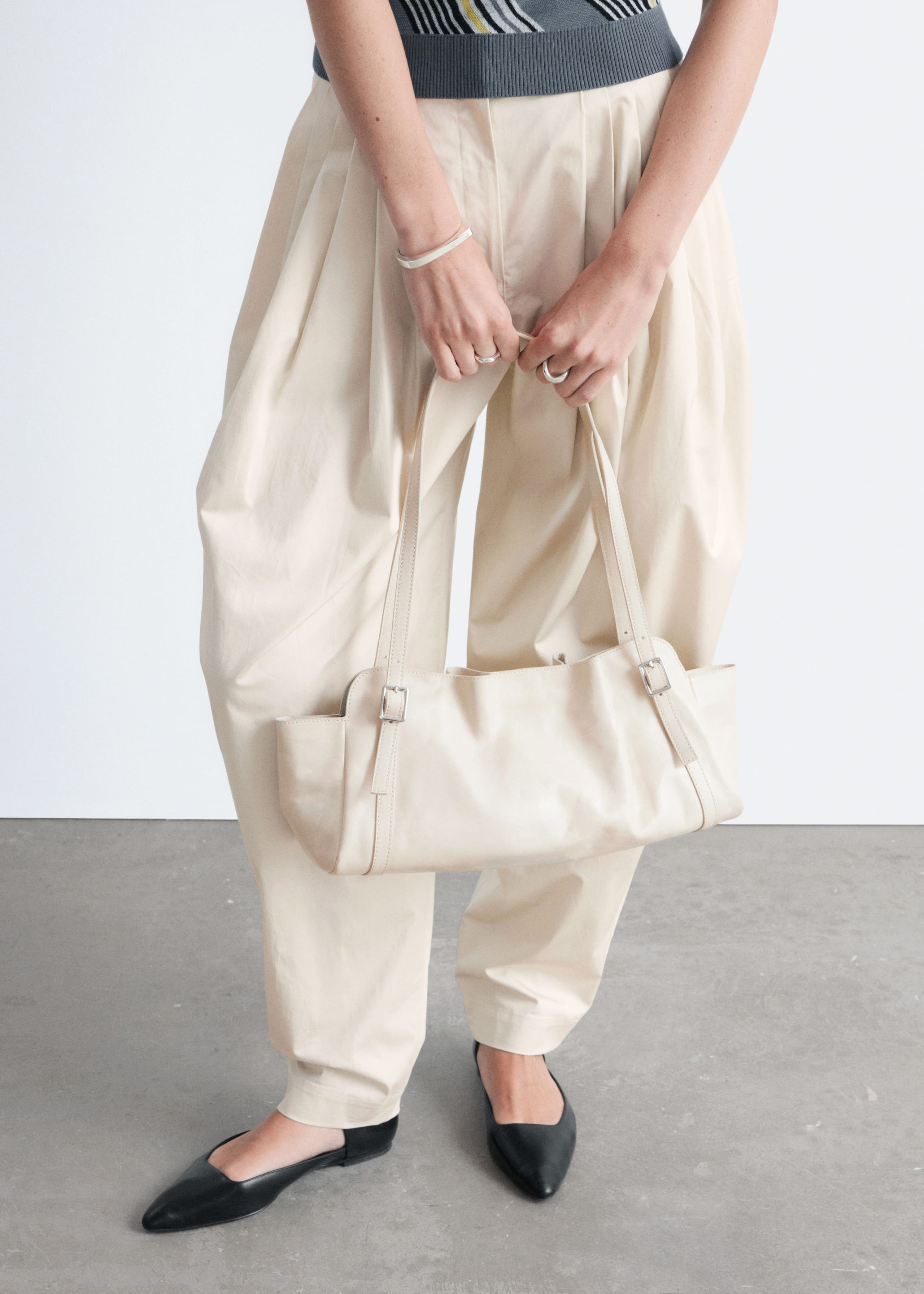 Image of Low-profile Leather Shoulder Bag