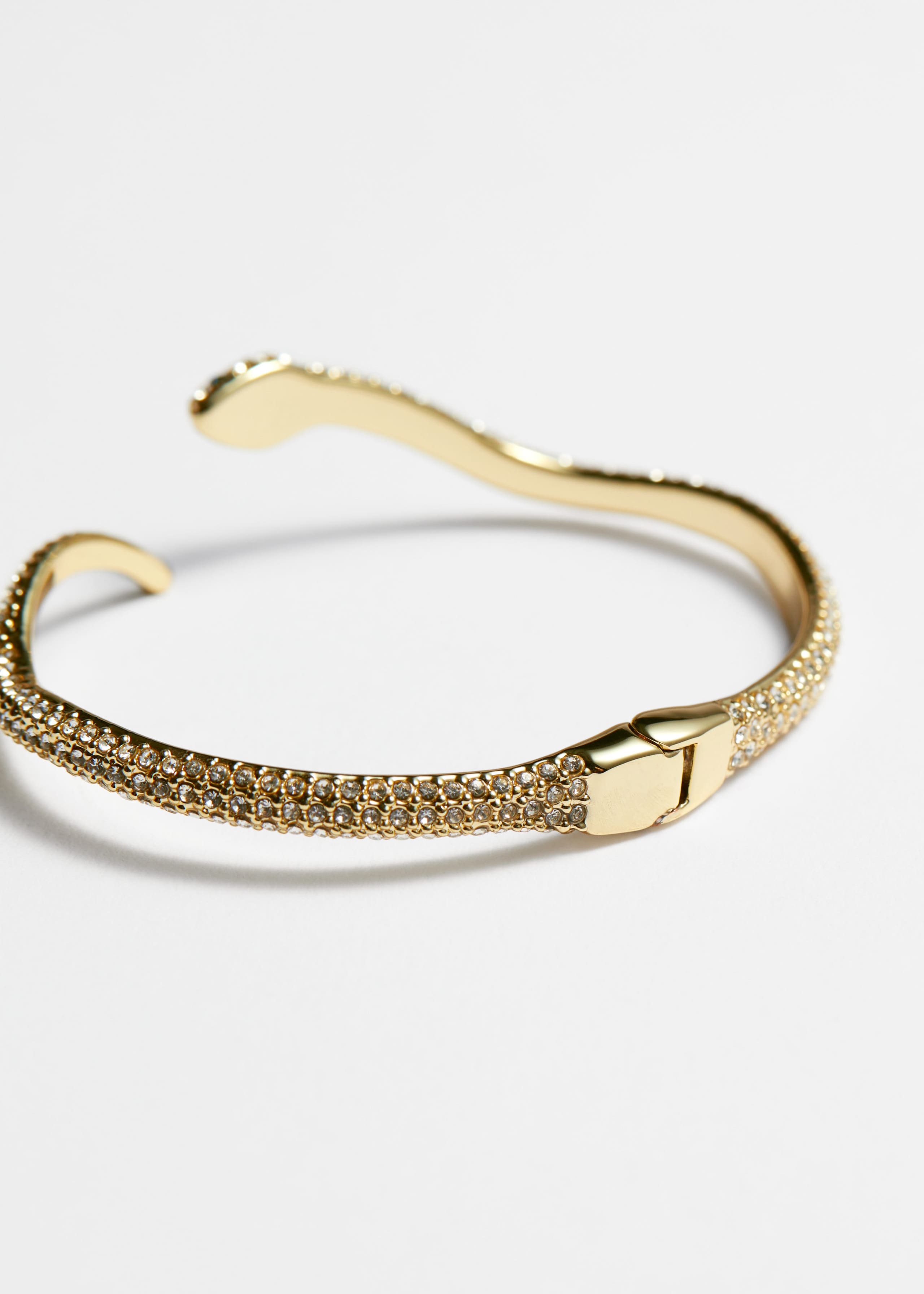 Crystal-Encrusted Snake Bracelet - {{variantName}} - Descriptive Detail