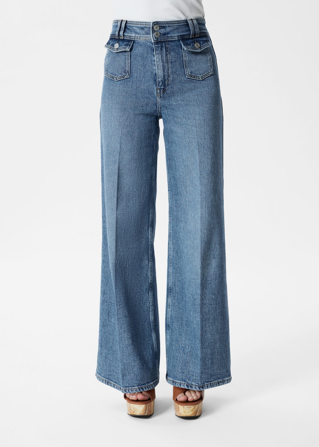 Image of Press-Crease Flared Jeans