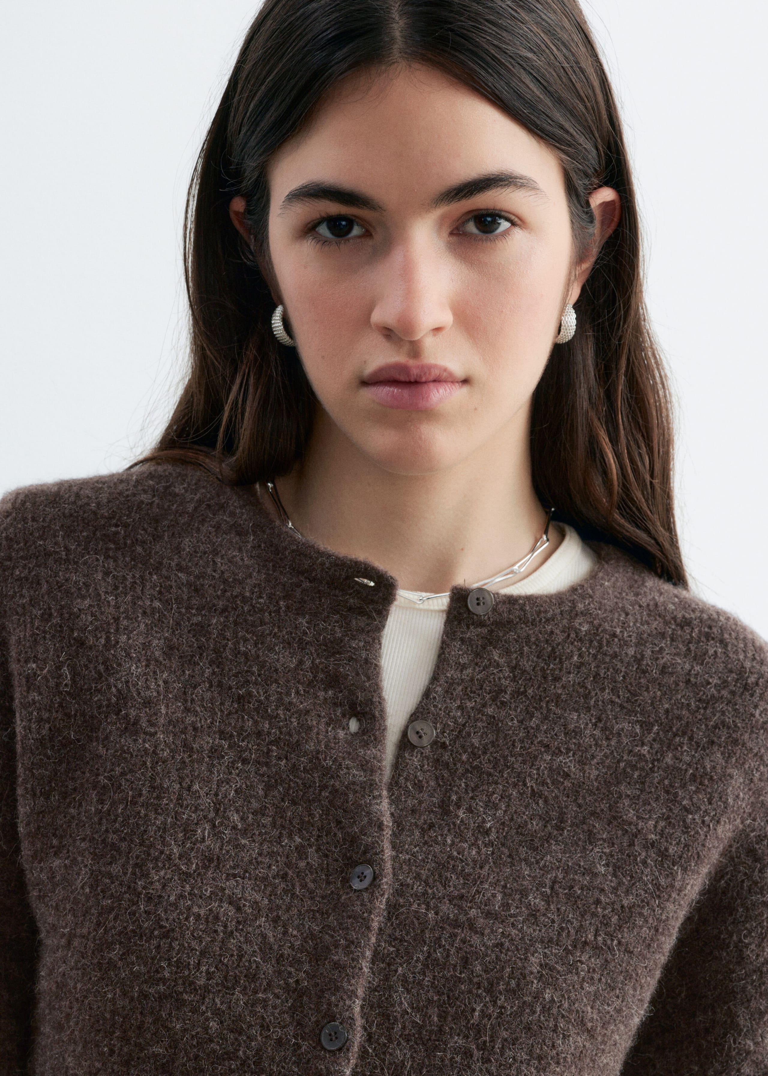 Alpaca-Blend Knitted Cardigan - Mole - Lookbook