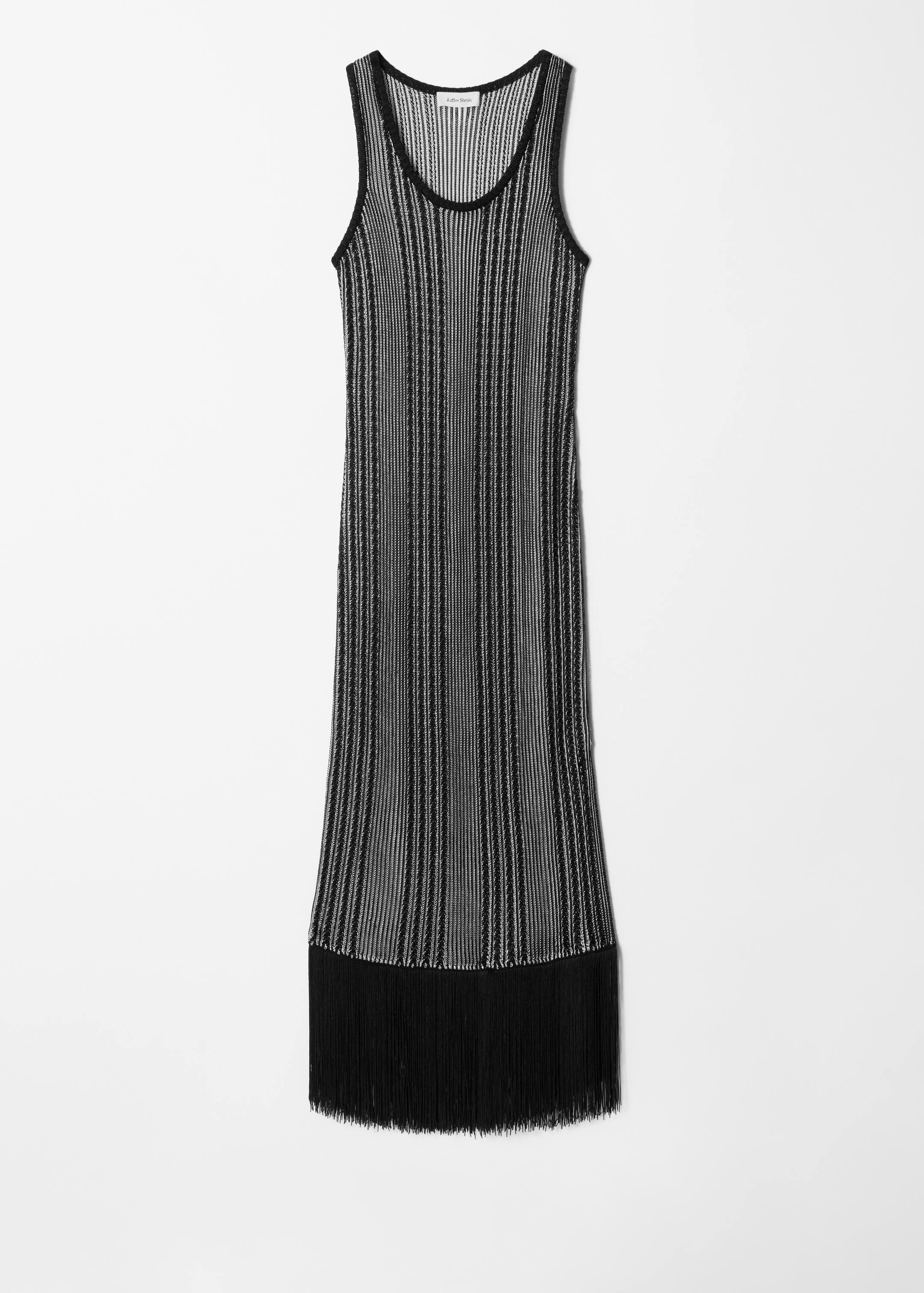 Zobrazit větší obrázek: Knitted Fringe Midi Dress - Černé proužky - ŽENY | H&M CZ 5