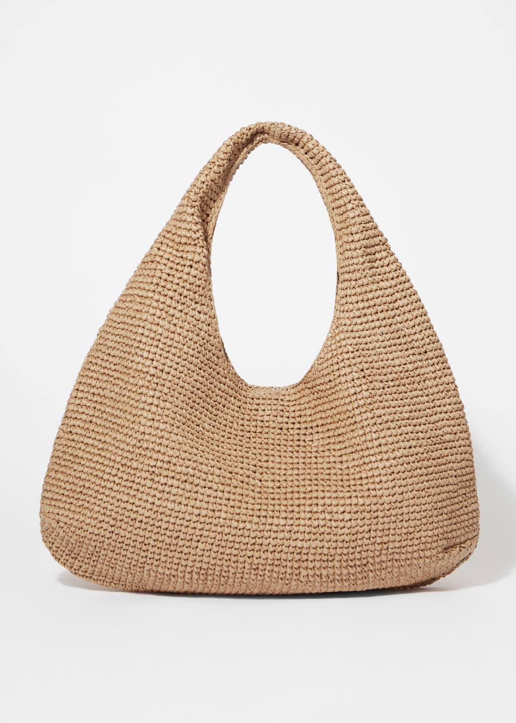 Image of Leather-Piping Straw Shoulder Bag