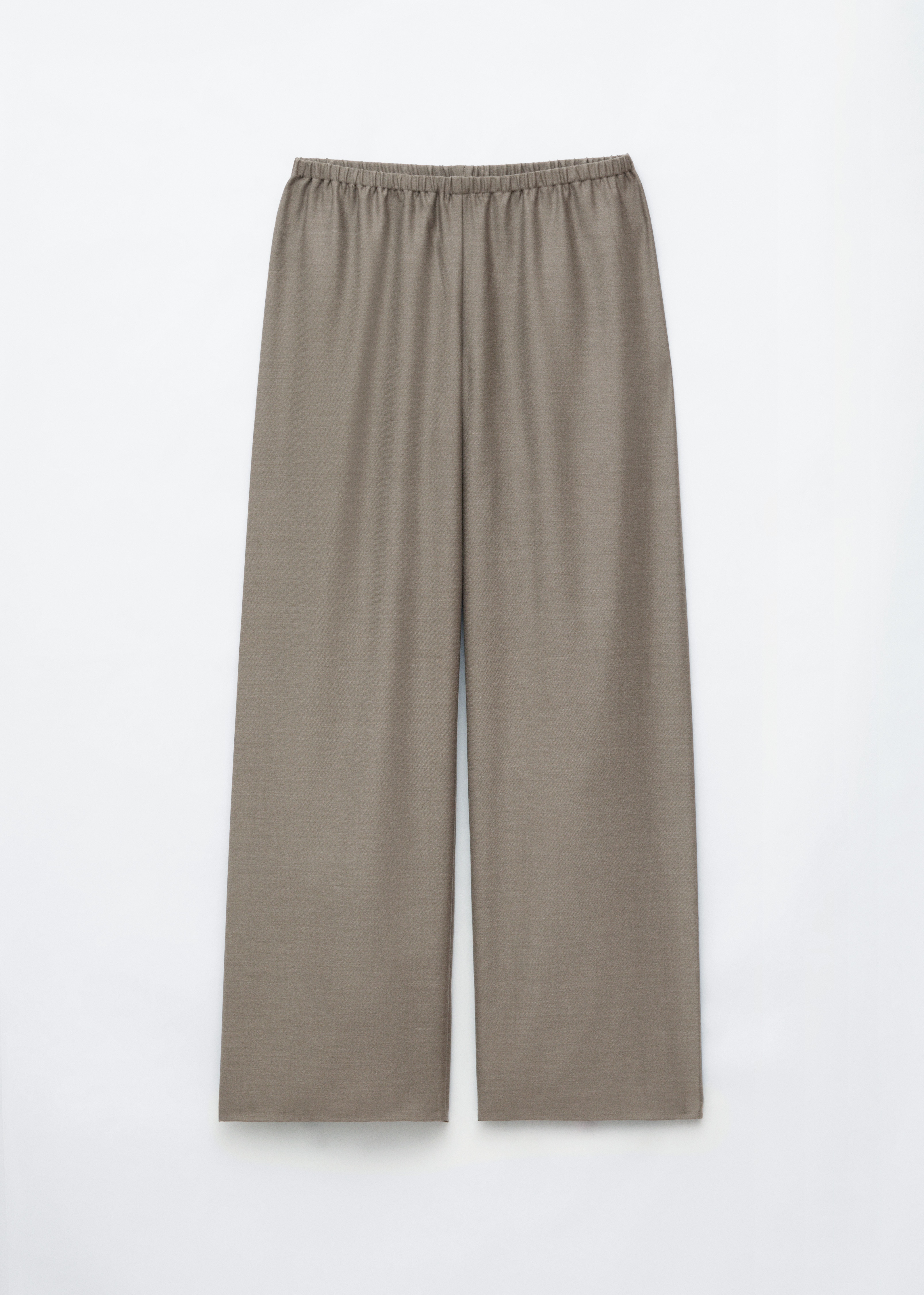 Wollen broek met elastische taille - Donkertaupe/Zwart/Donkerbruin