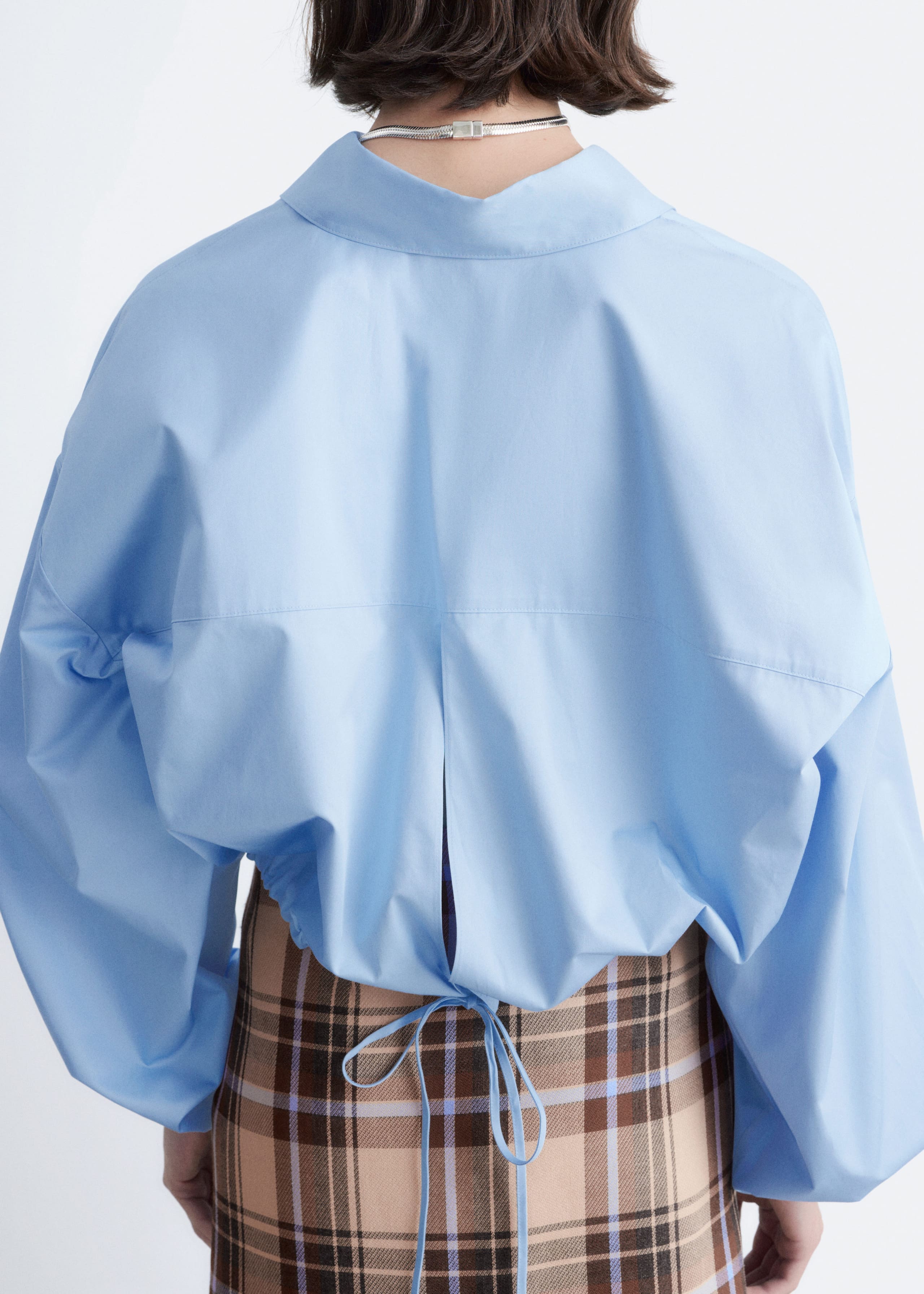 Cropped Drawstring Shirt - Black - Lookbook