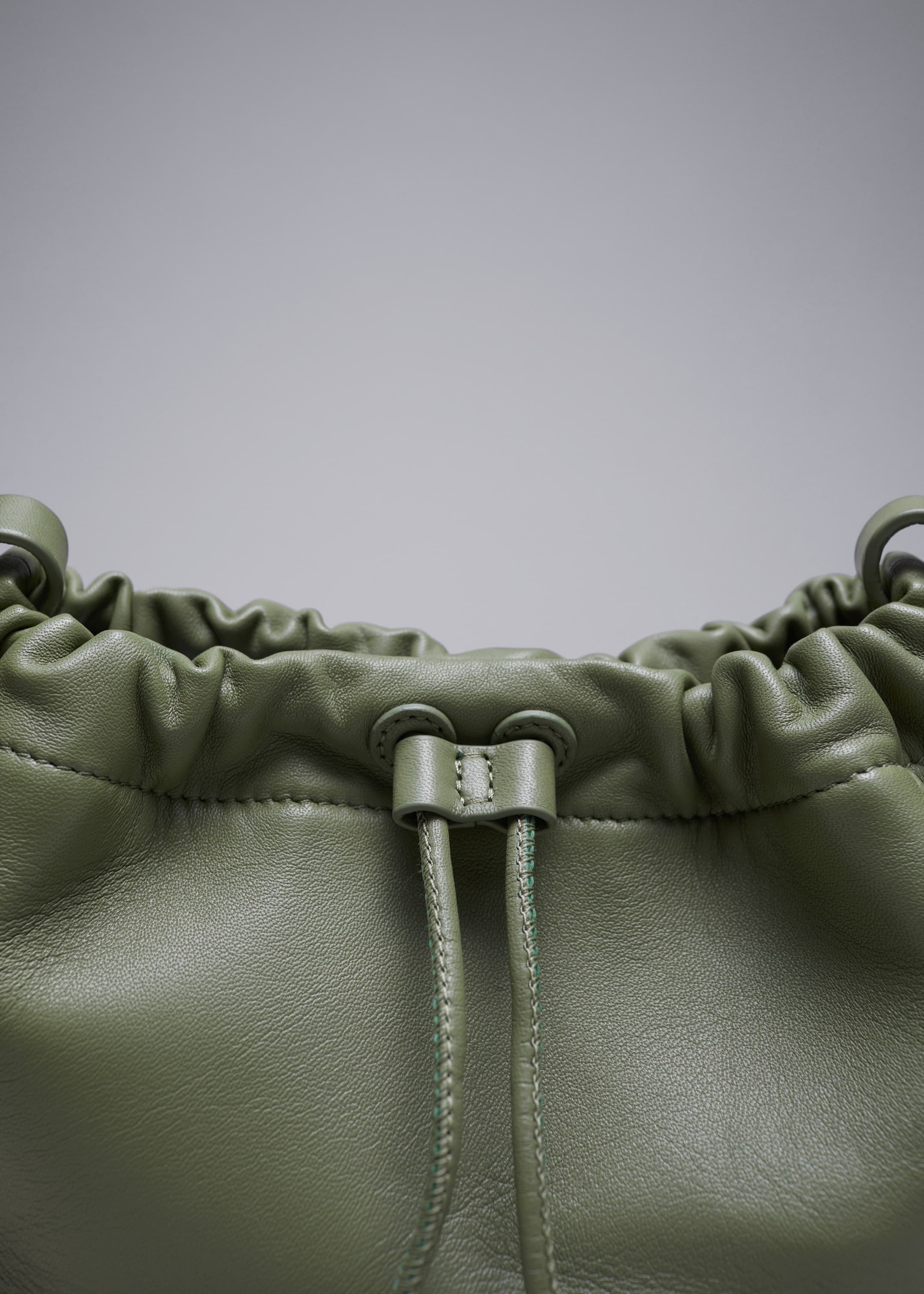 View larger image: Small Leather Drawstring Tote - Green - Ladies | H&M GB 4
