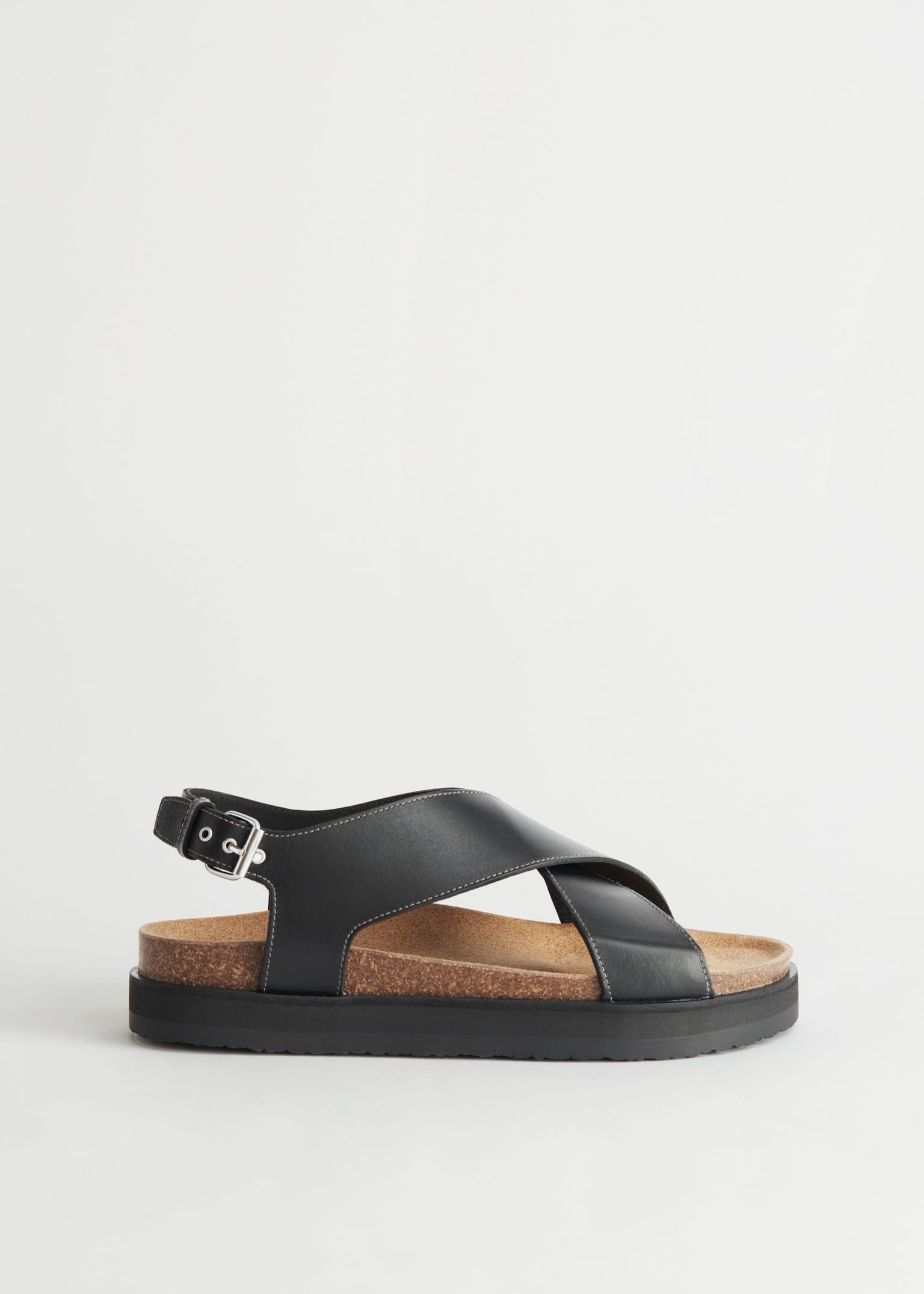Sandales en cuir à lanières entrecroisées - Noir/Marron Clair/Noir/Imprimé vache