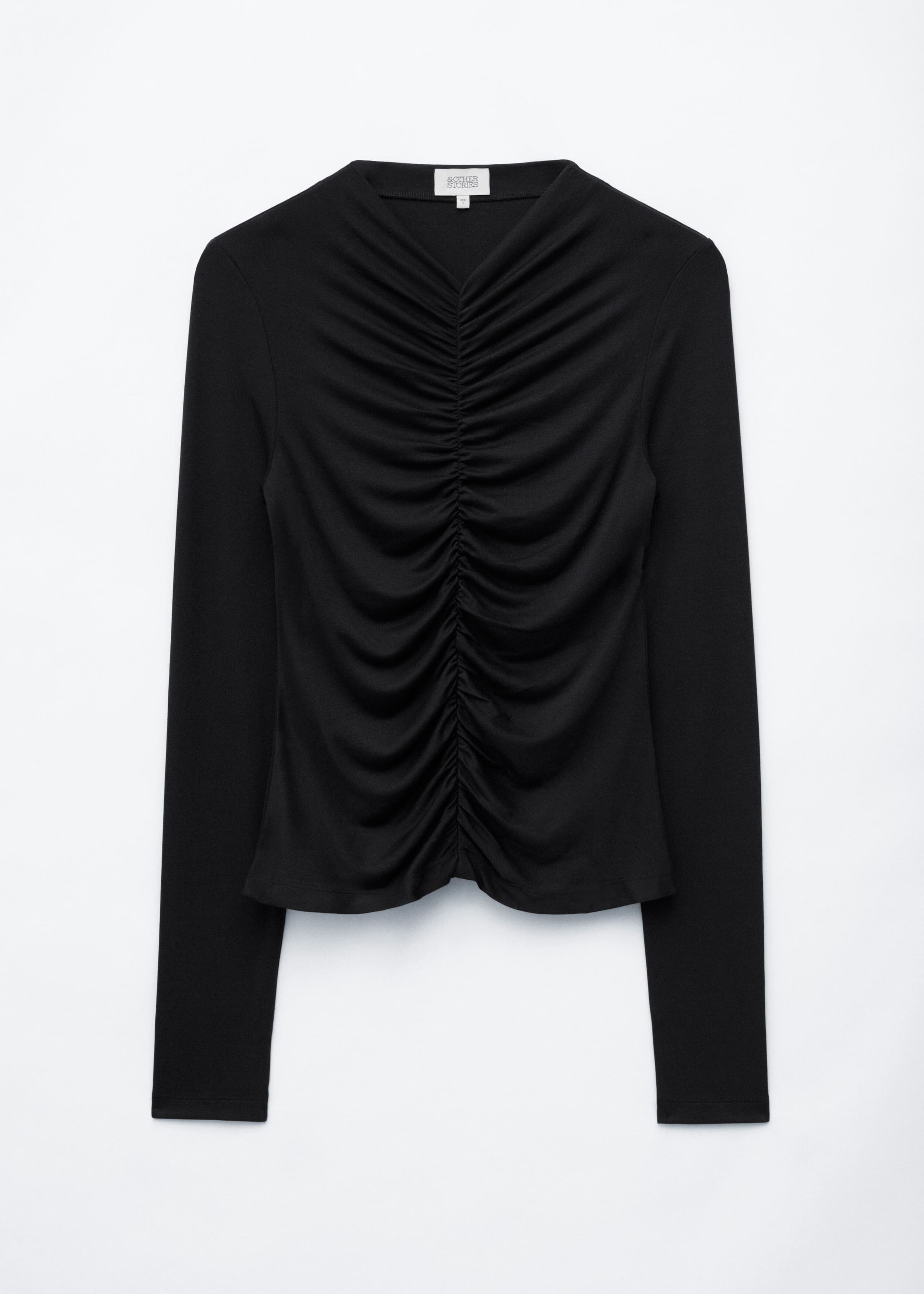 Gathered Long-Sleeve Top - Black - Still Life