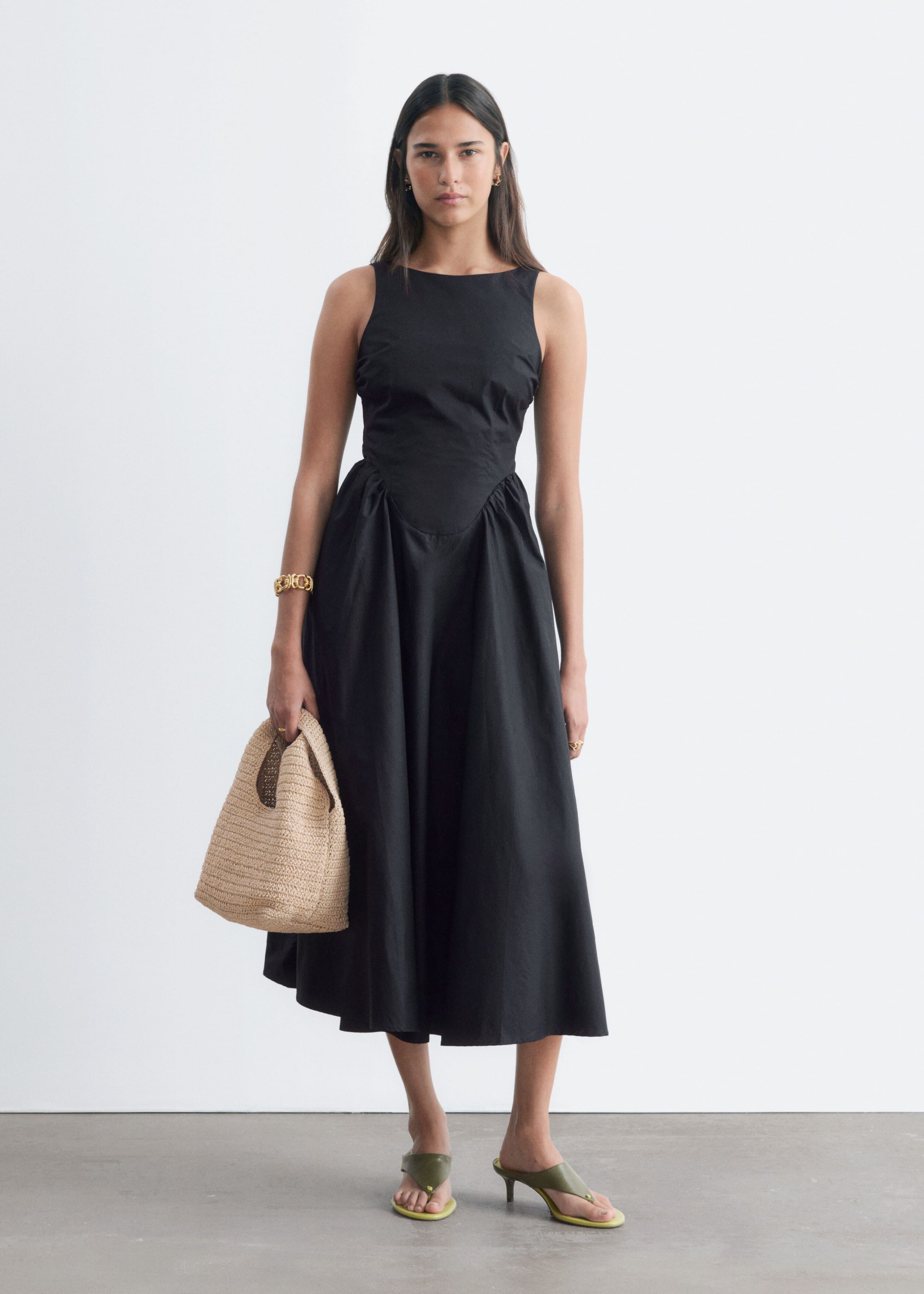 Tie-Back Midi Dress - Black - Still Life