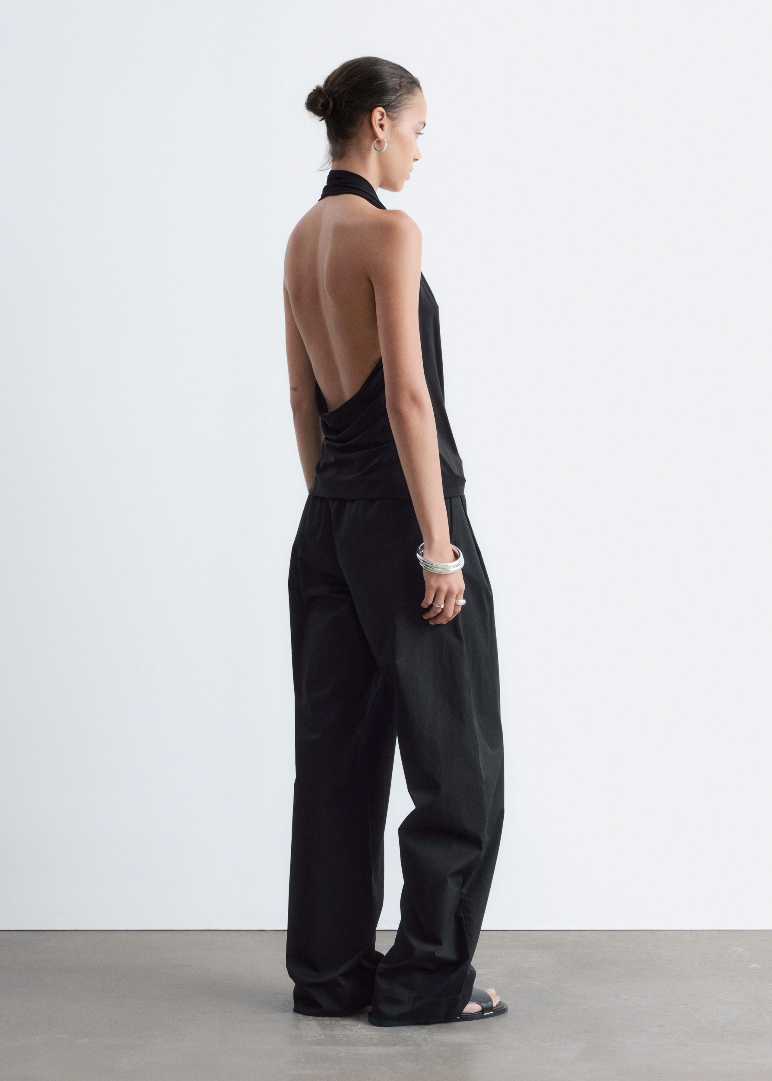 Haut drapé à dos nu - Noir - Lookbook