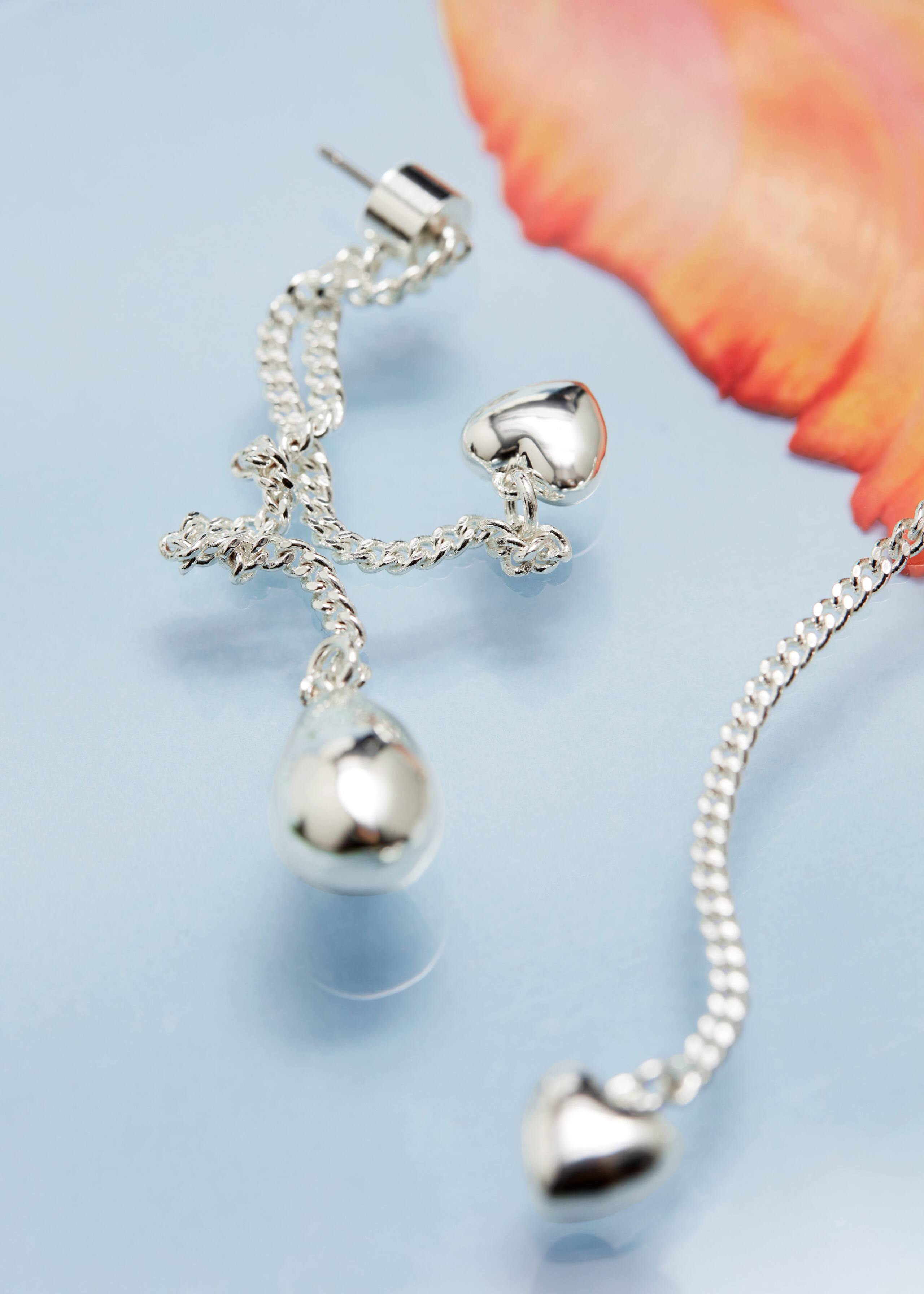 Dangling Heart Drop Earrings - Silver - Still Life