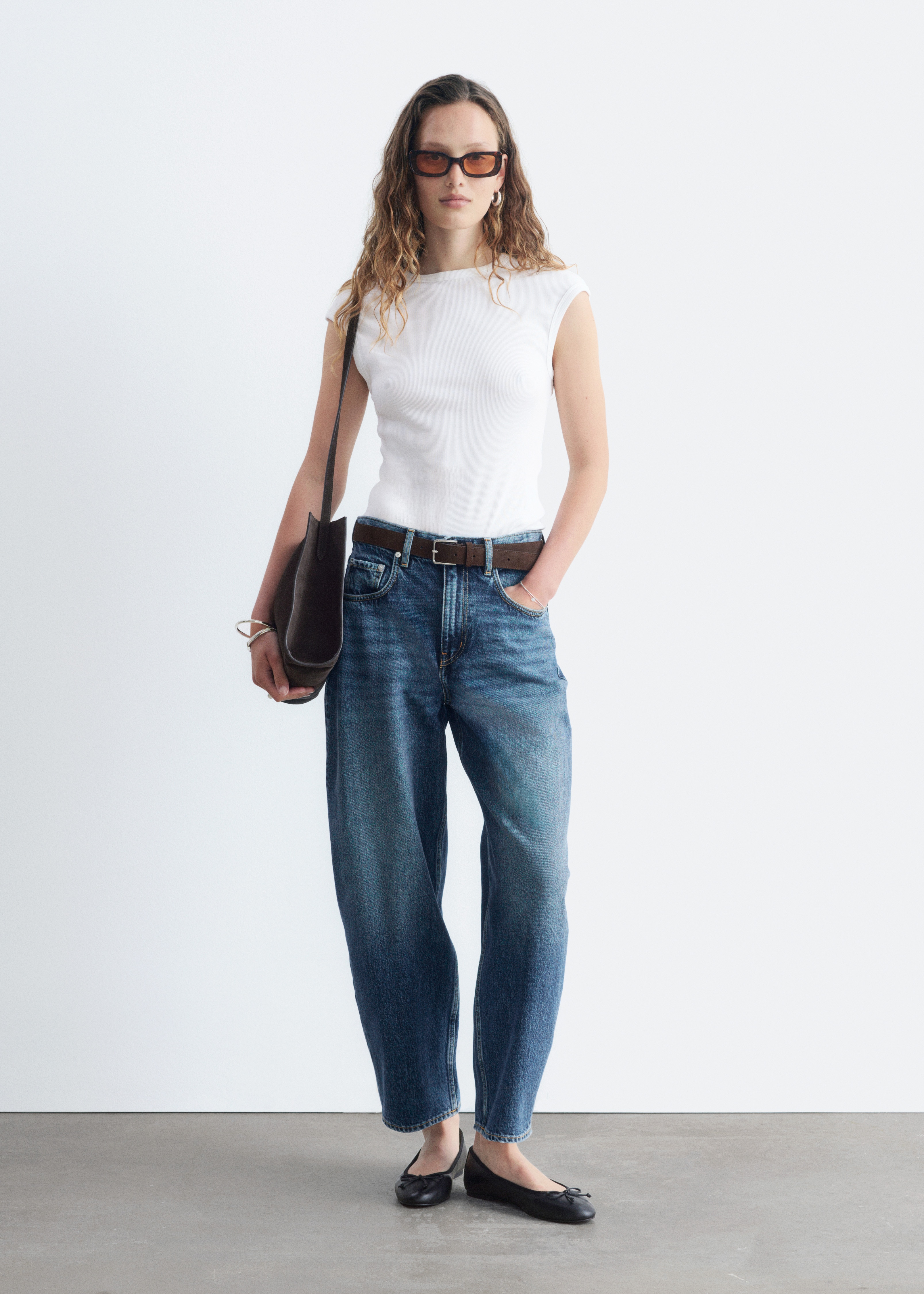 Ankle Jeans mit Barrel-Bein - Verwaschenes Blau