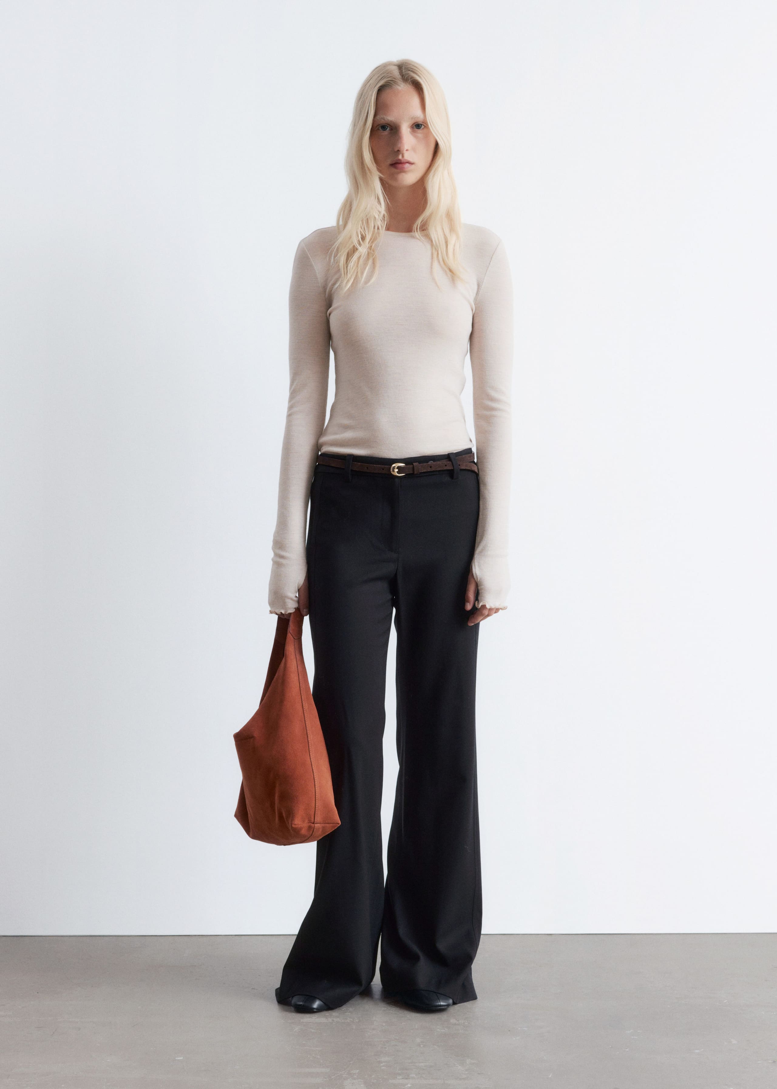 Image of Flared Wool Trousers