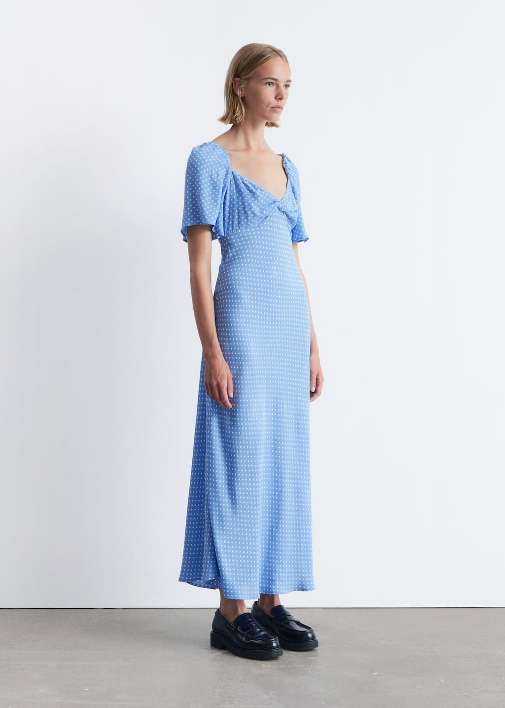 Image of Flutter-Sleeve Midi Dress