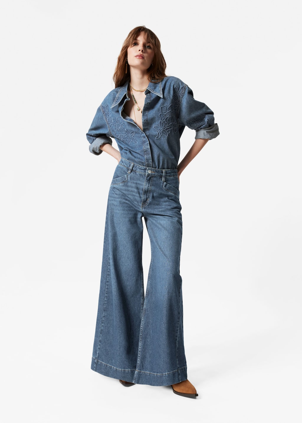 Image of Long Wide-Leg Jeans