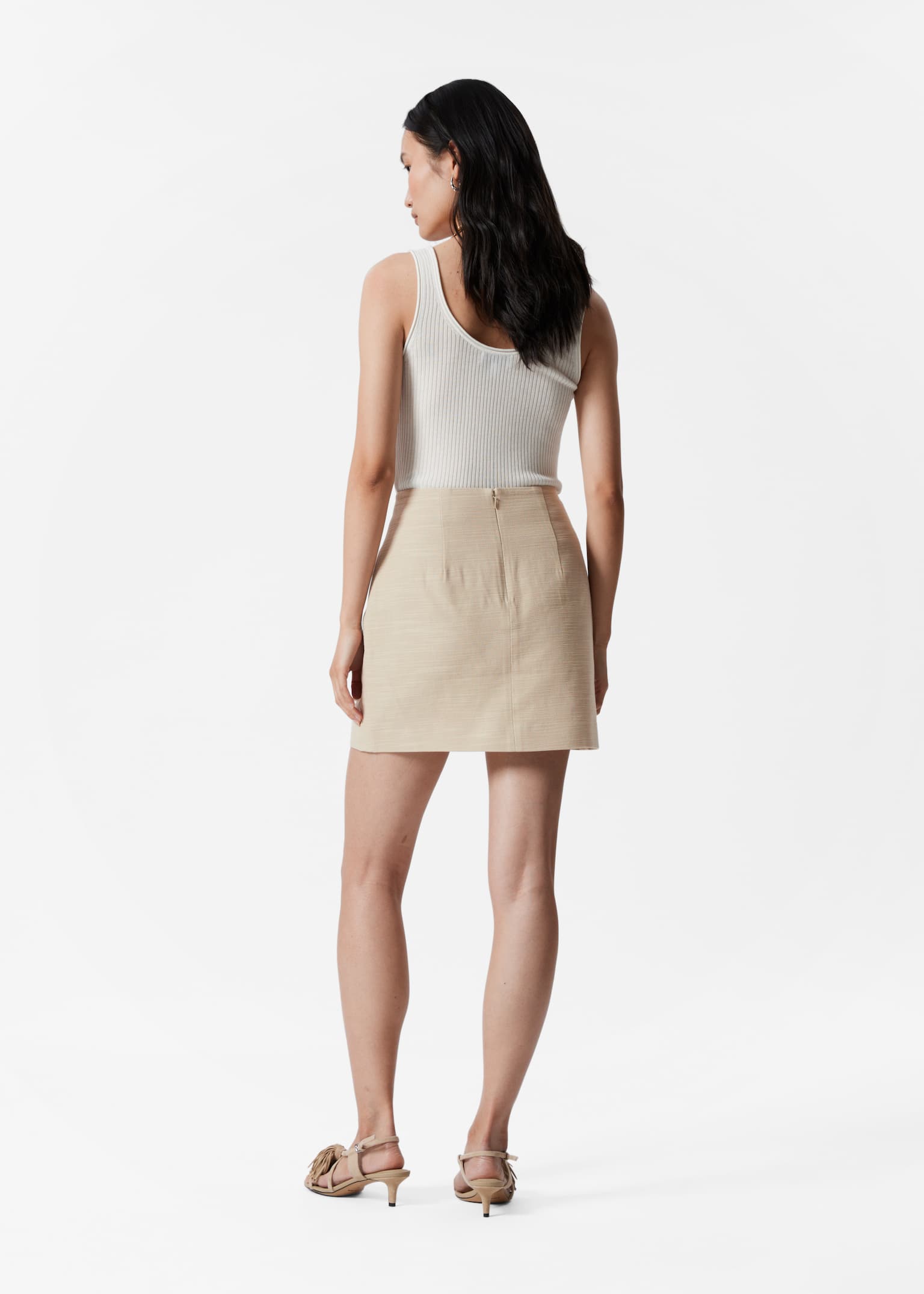 Tailored Mini Skirt - Beige - 4