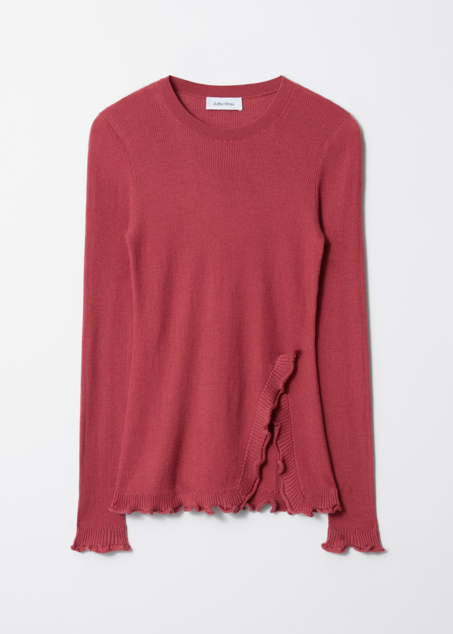 Haut à fente volantée - Rouge/Beige/Rose clair