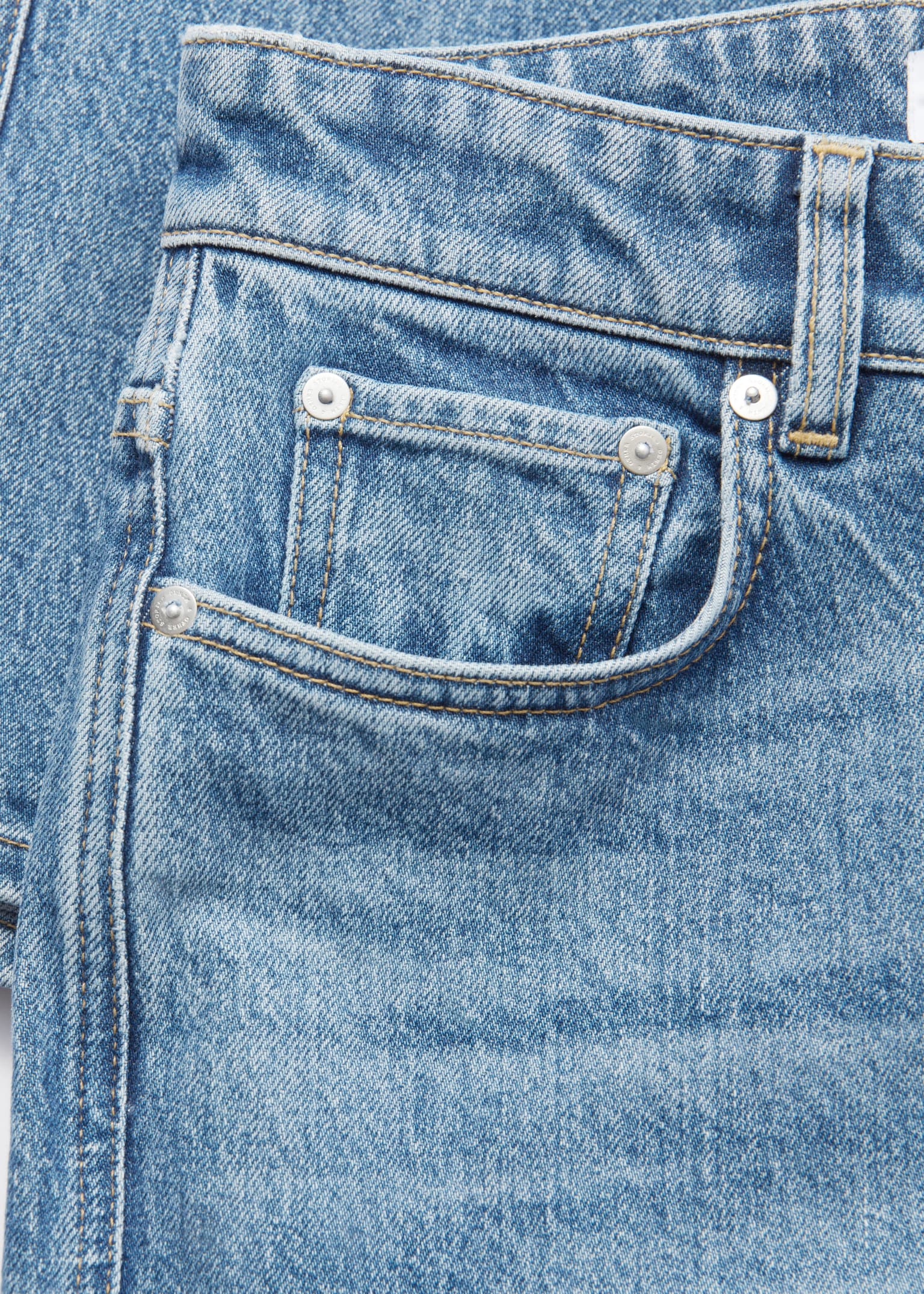 High-Waist Straight-Leg Jeans - Mid Blue Wash/Light Blue/Black - 5