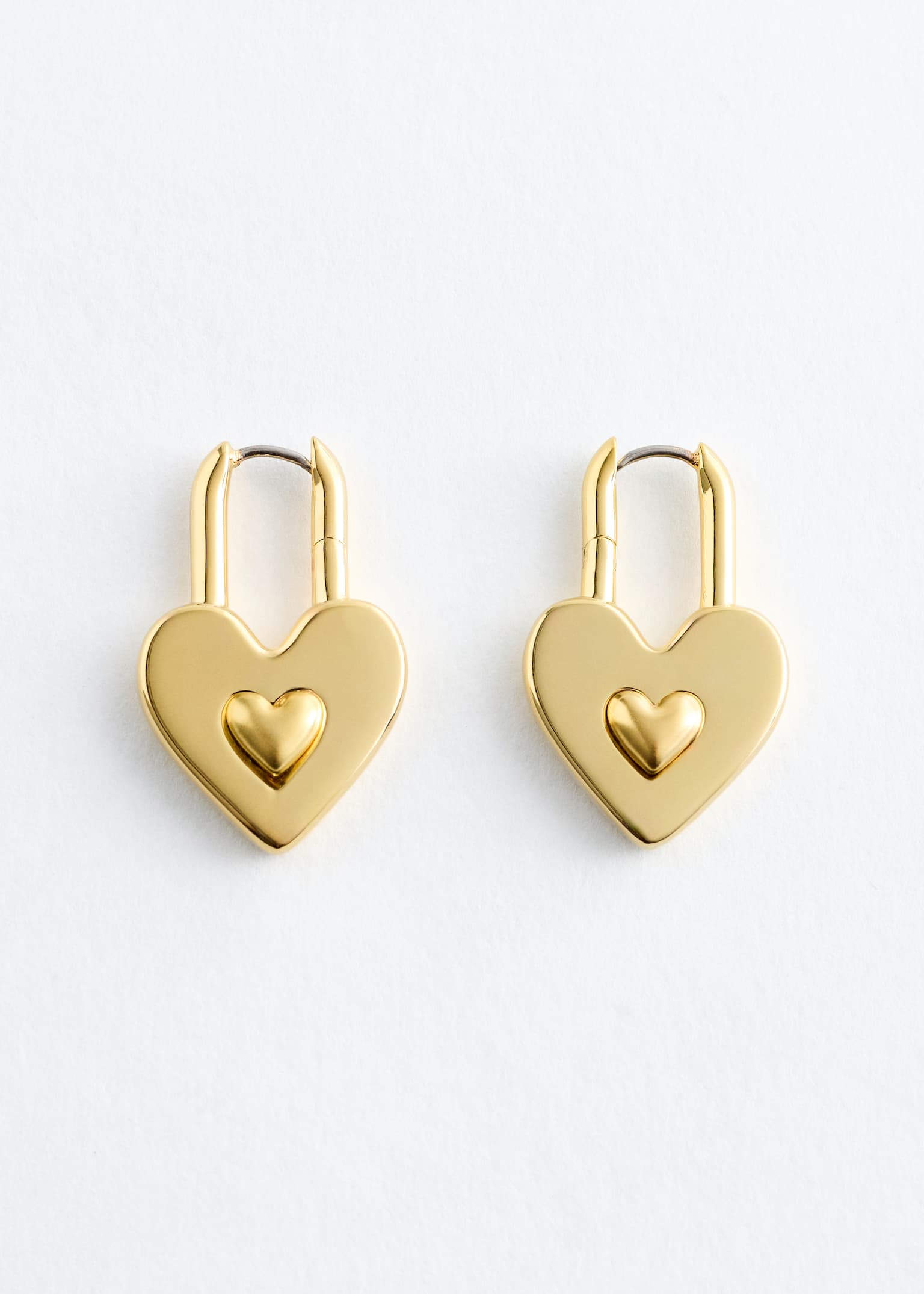Heart-Shaped Hoop Earrings - Gold