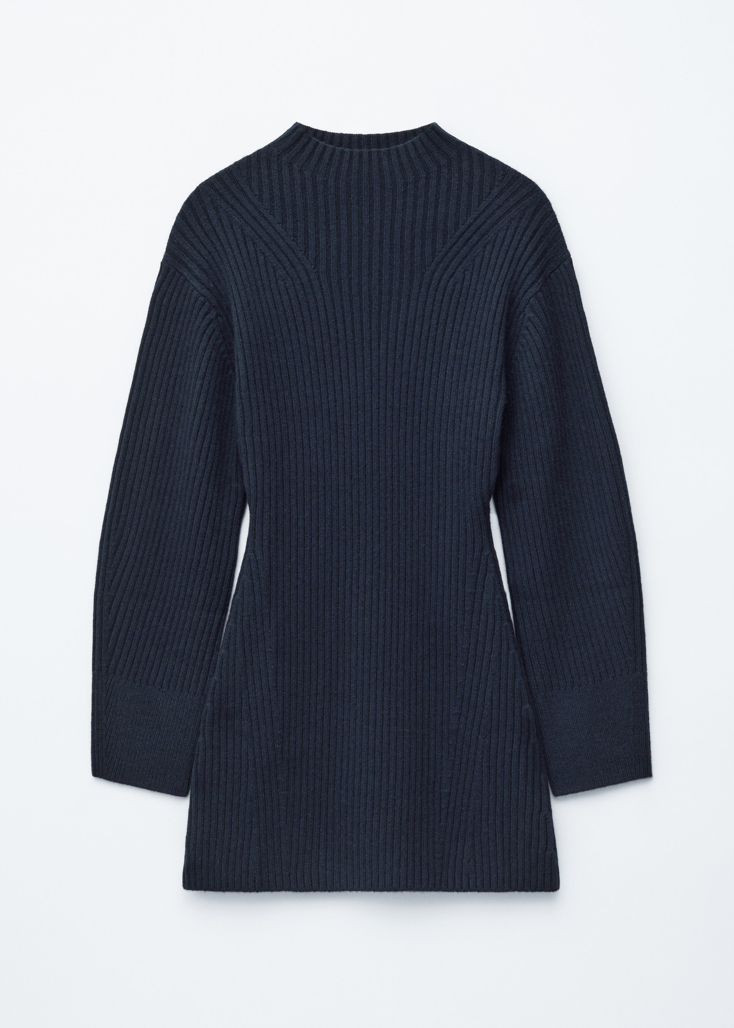 Rib-Knit Mock-Neck Mini Dress