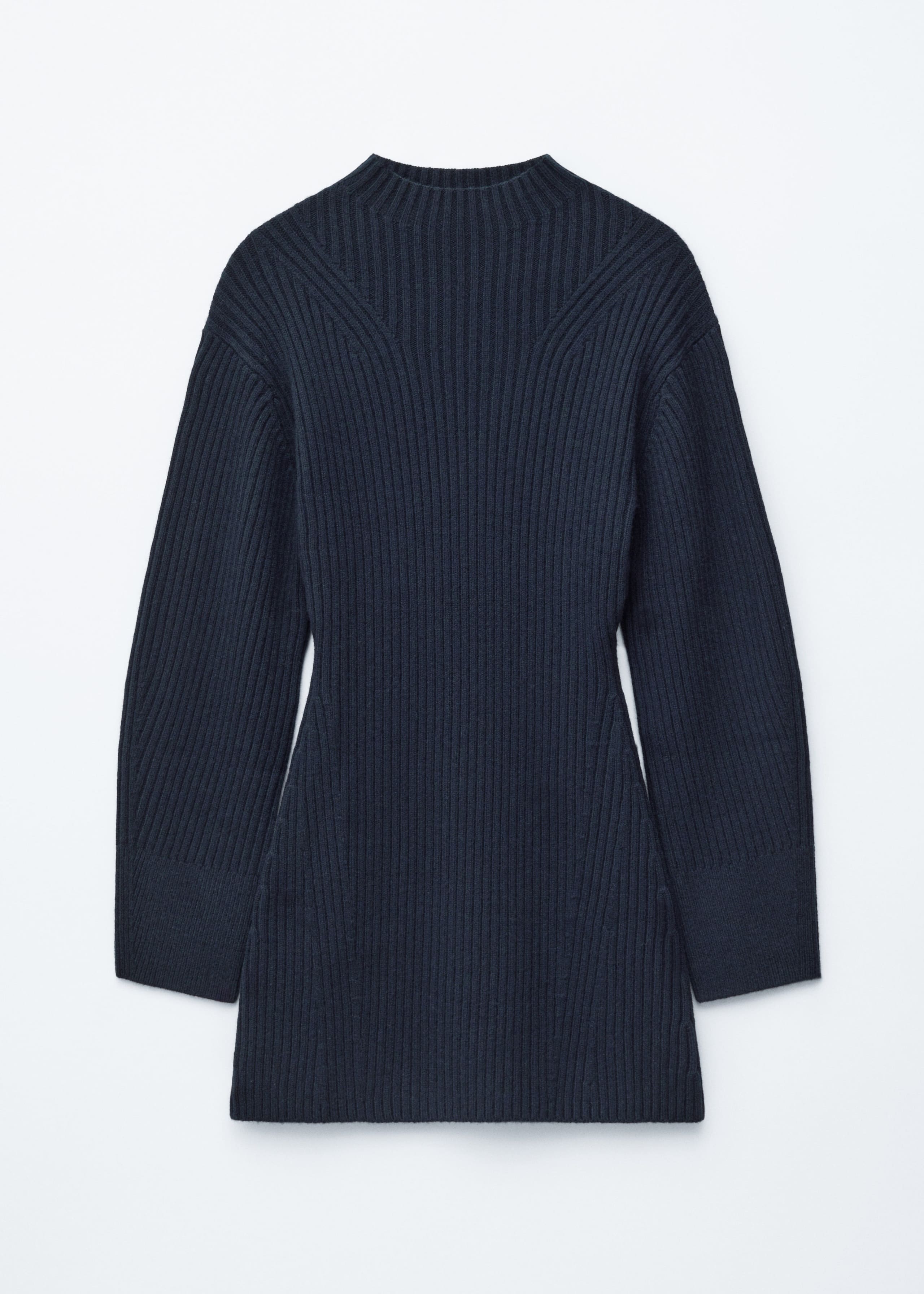 Image of Rib-Knit Mock-Neck Mini Dress