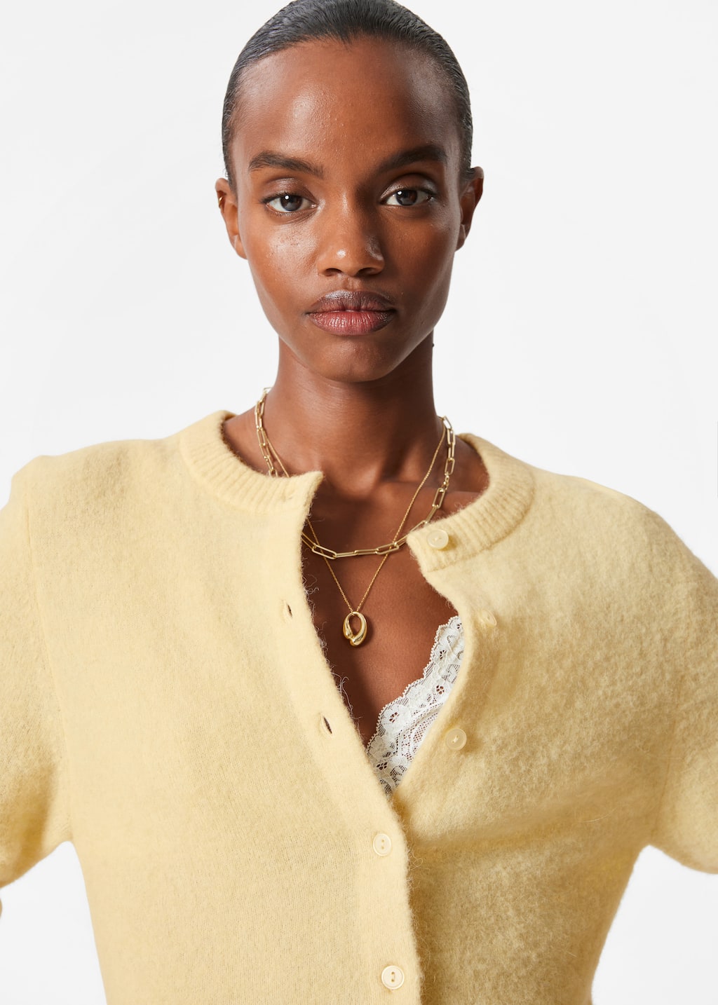 Alpaca-Blend Knit Cardigan - Blue - Lookbook