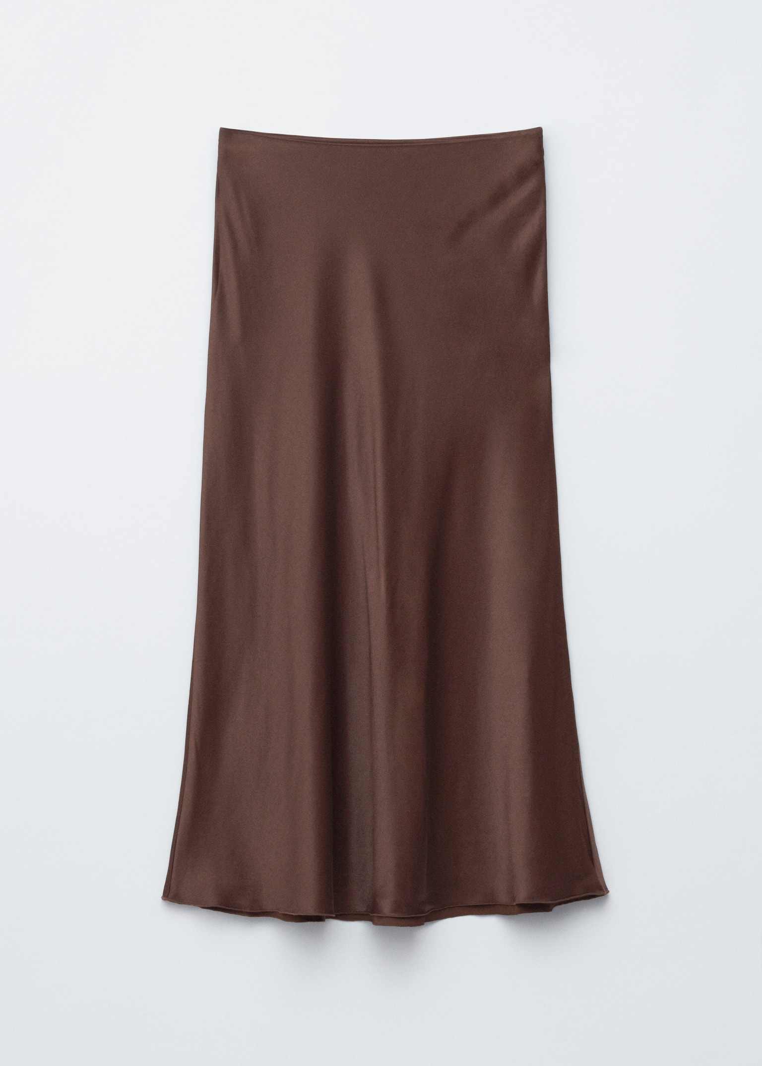 Satin Midi Skirt - Ciemnobrązowy/Czarny - 2