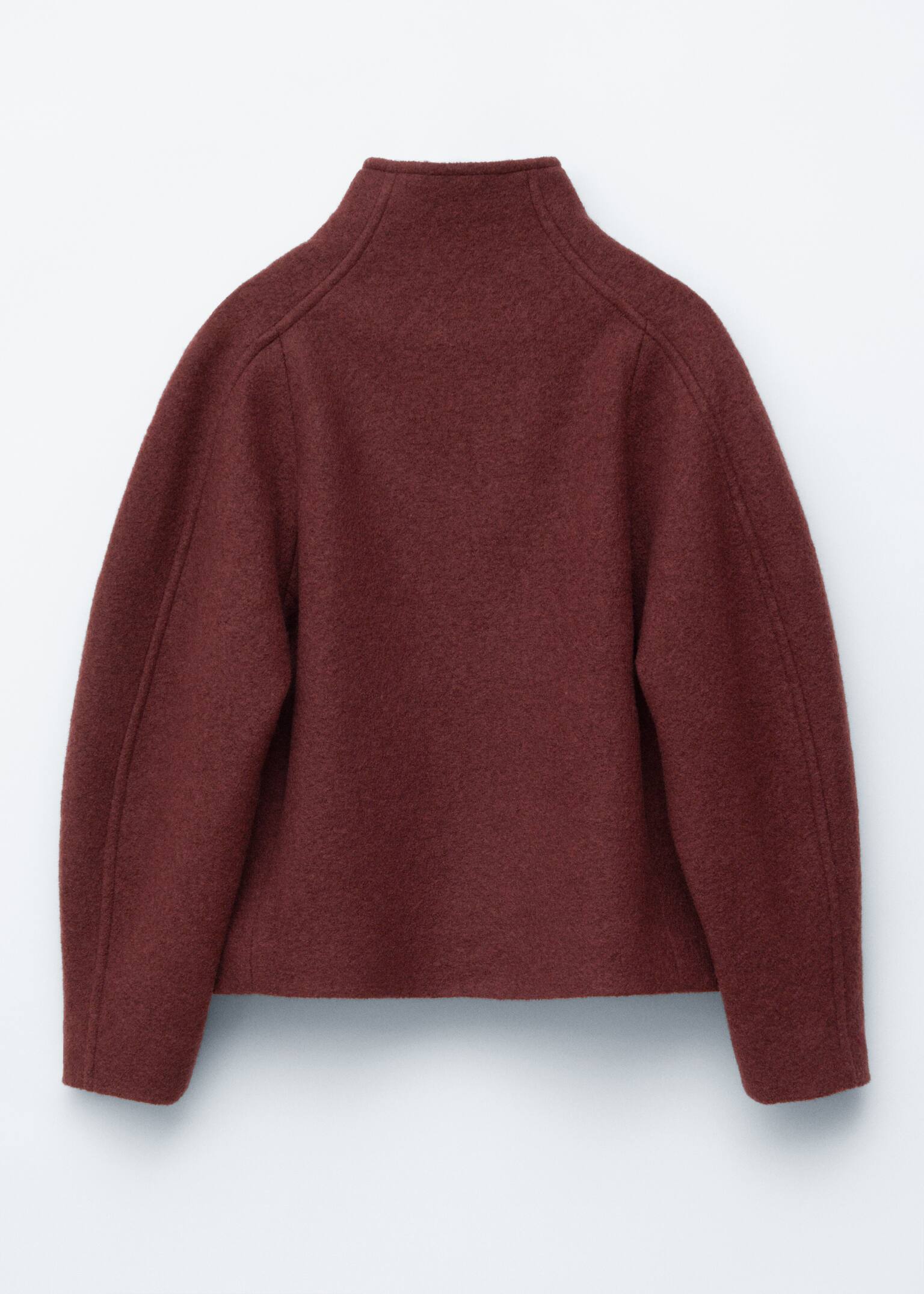 Asymmetric Wool Jacket - Tmavě červená/Mole/Černá - 10