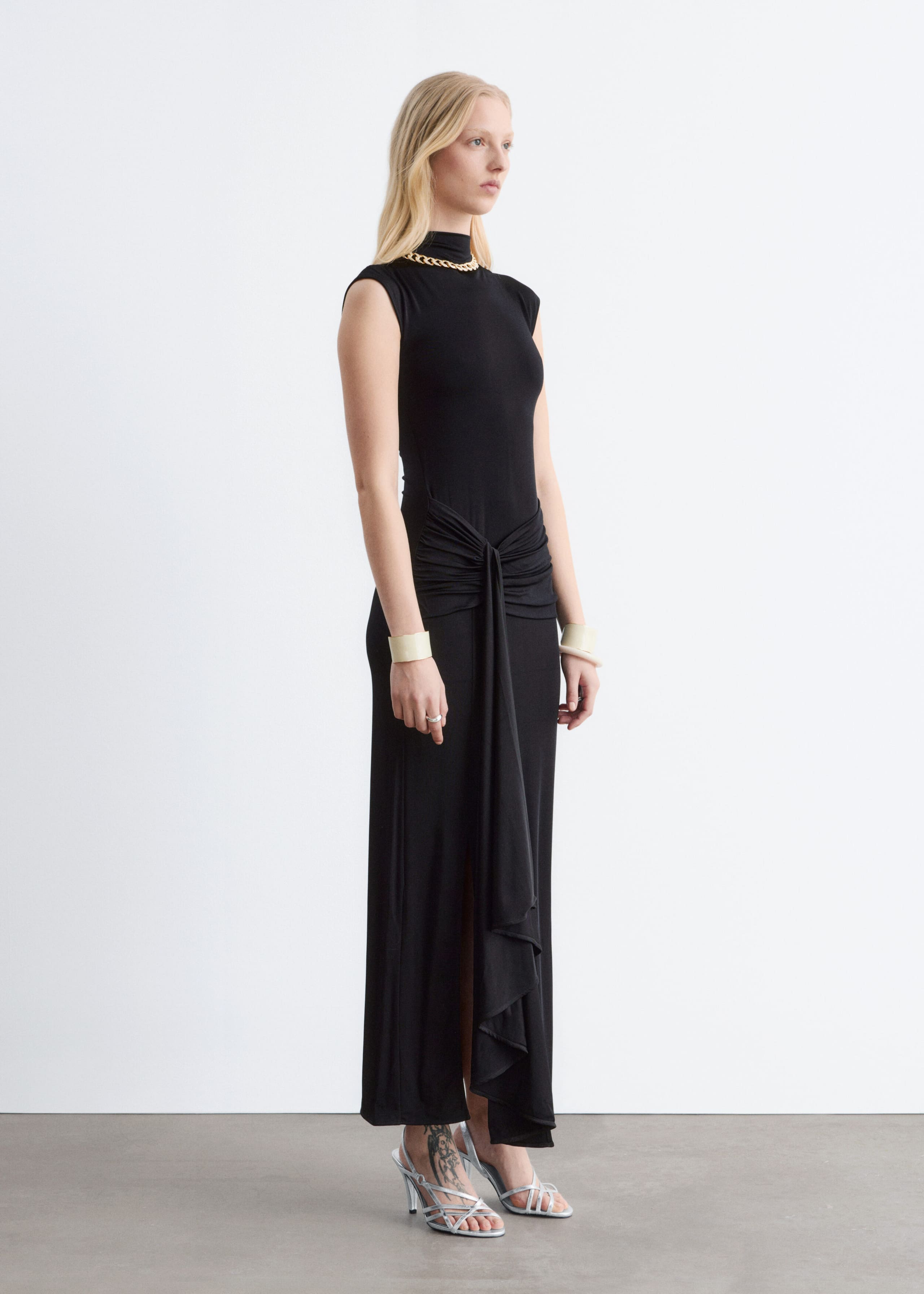 Image of Wrap-Front Midi Dress