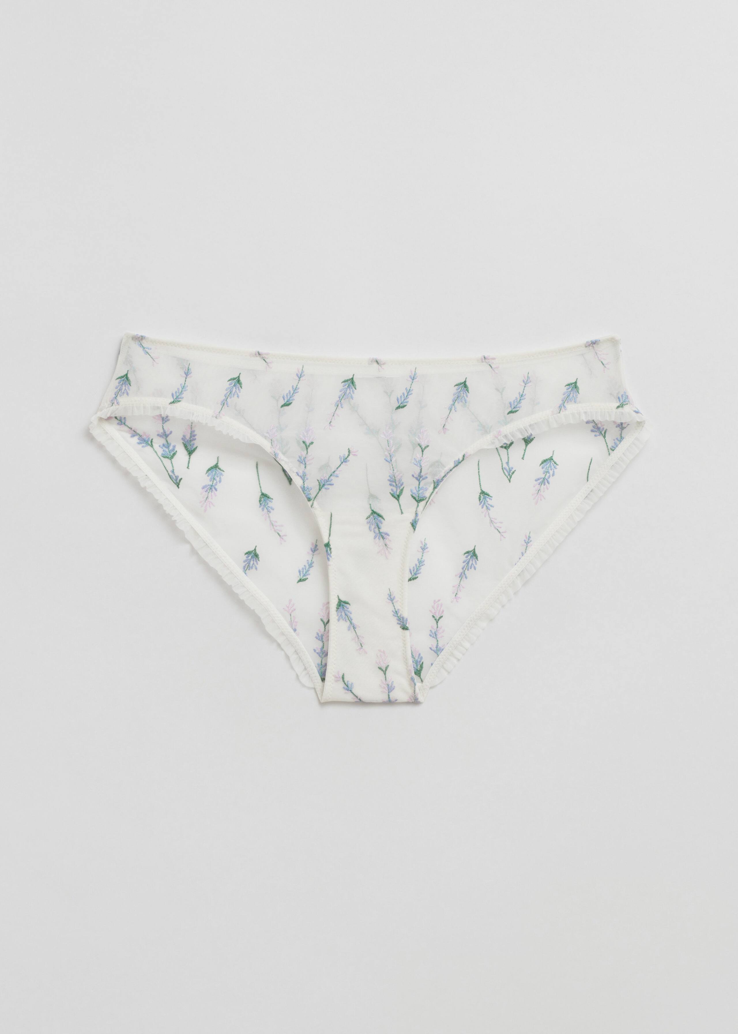 Flower Embroidered Briefs - Lemon - Natura morta