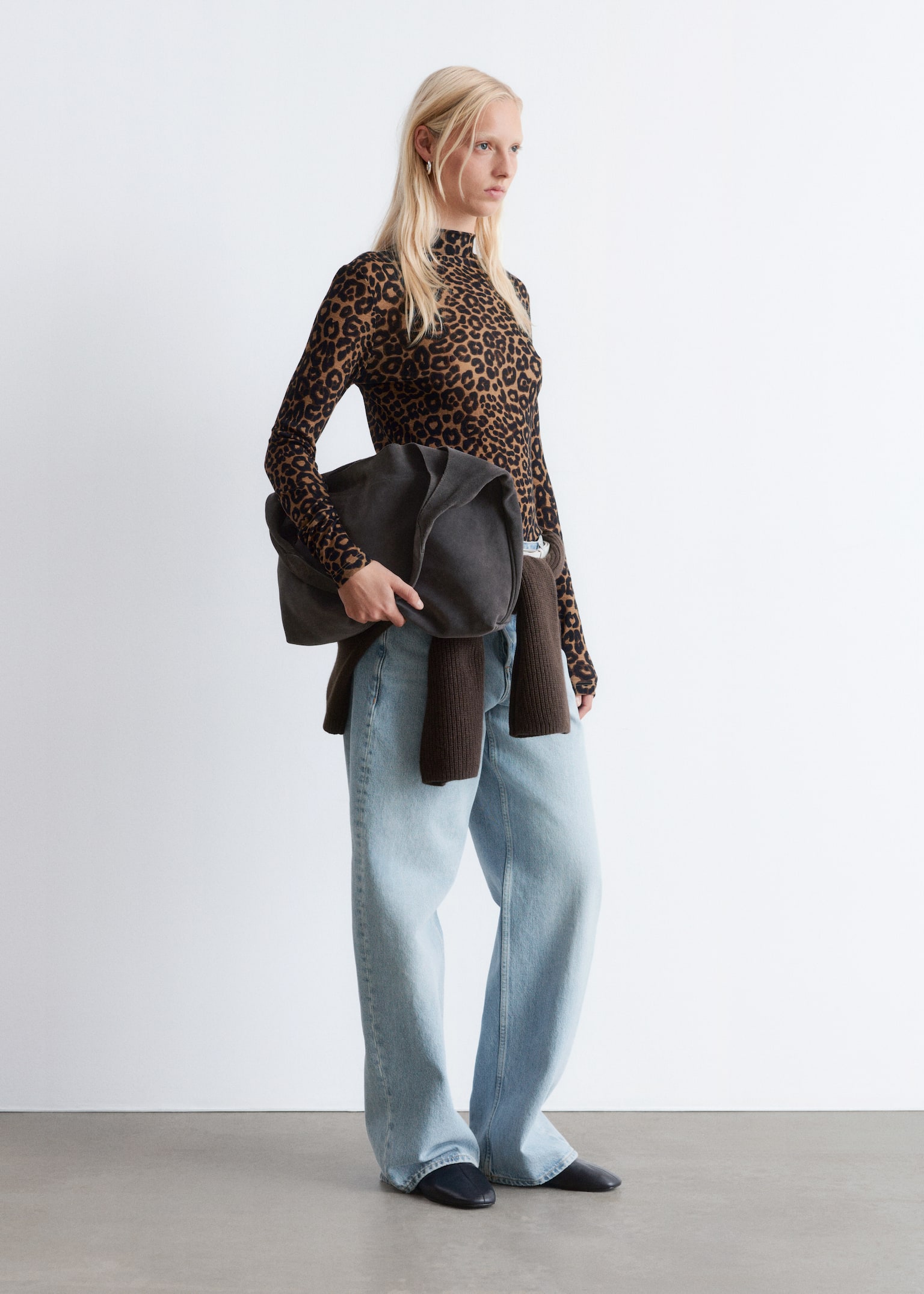 Top met opstaande boord - Bruine luipaardprint/Donkerbruin/Beige print/Zwart/beige strepen/Zwart/bruin geruit - 6