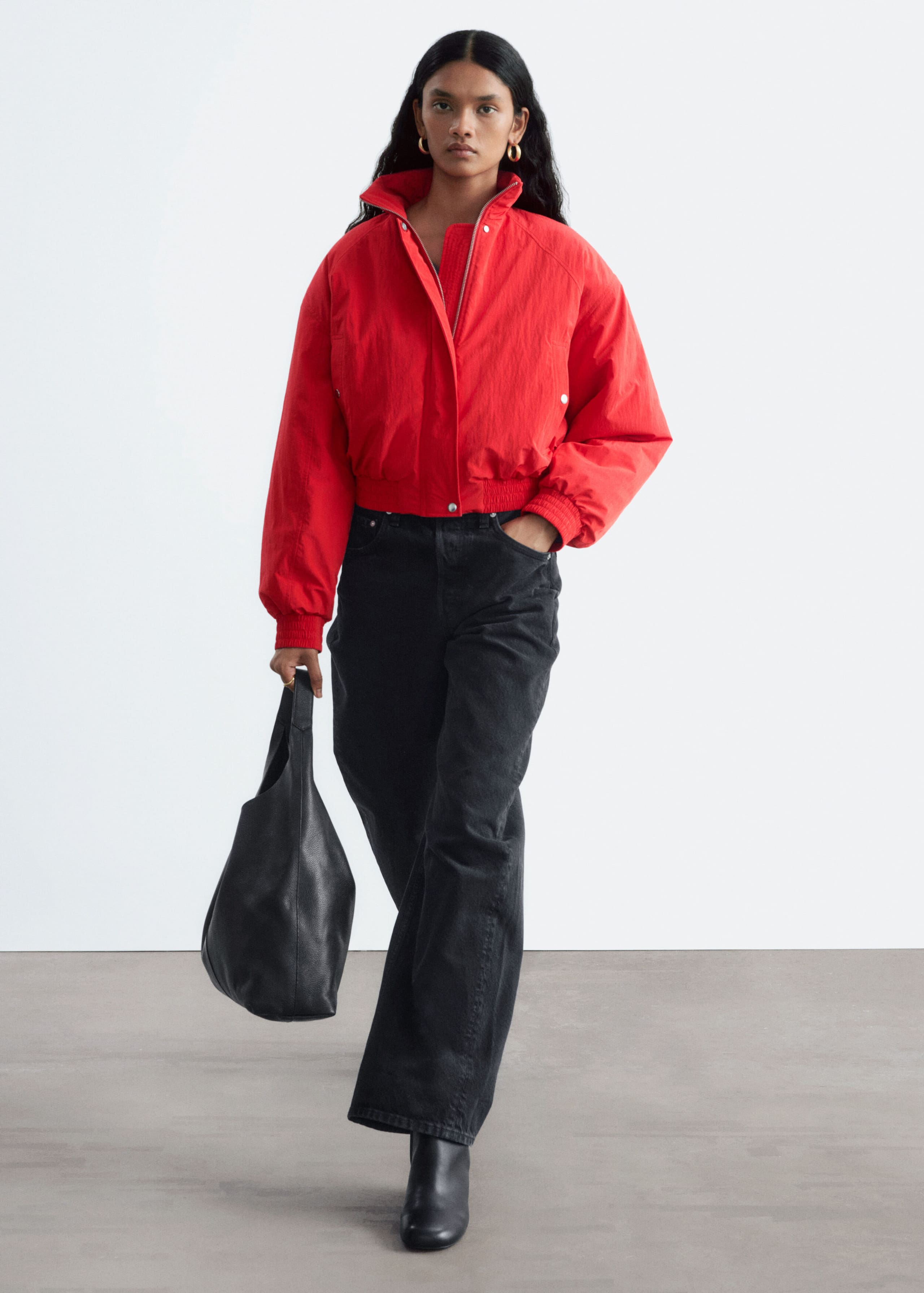 80s-Inspired Bomber Jacket - Red - Lookbook