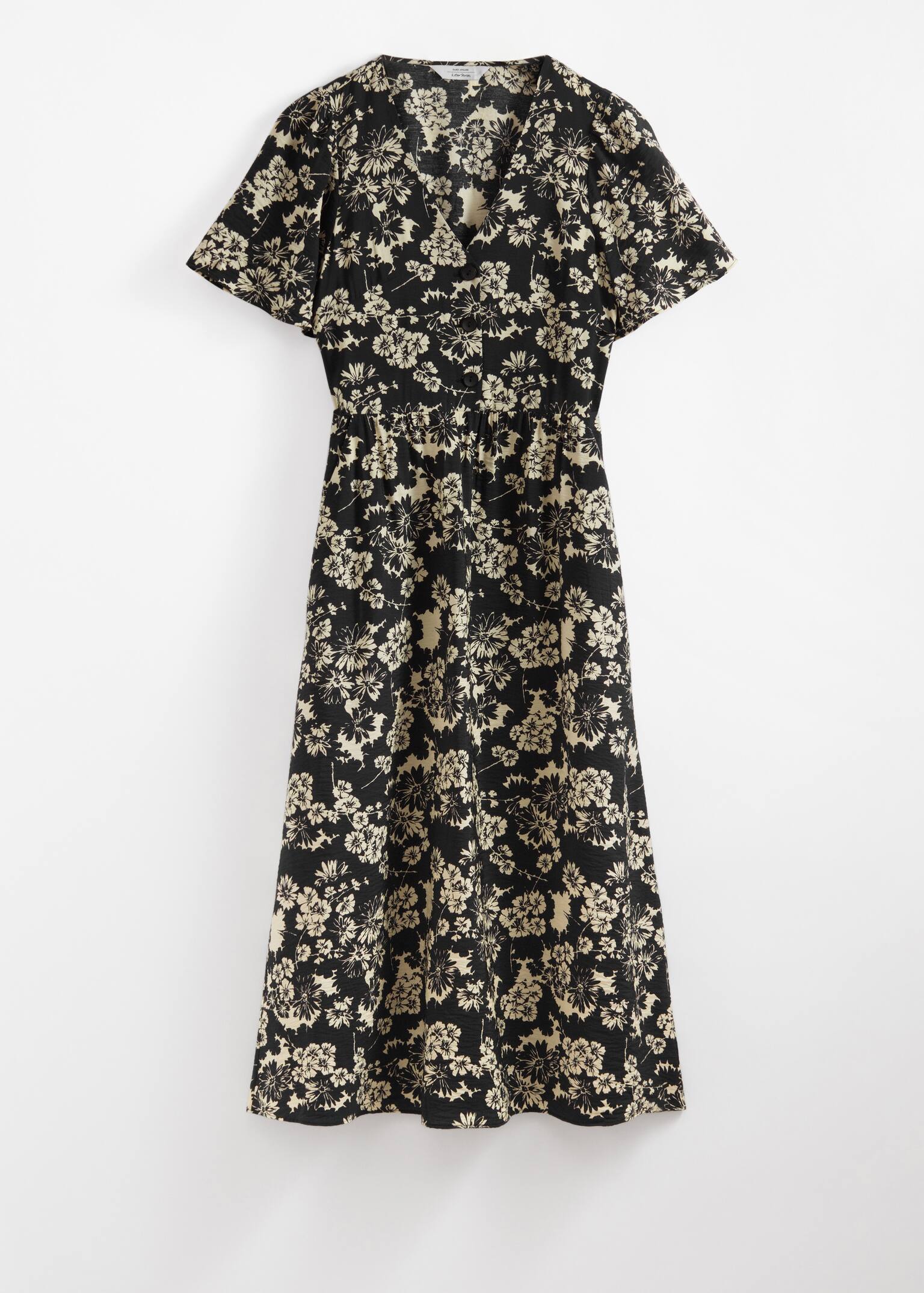 Rochie midi cu mâneci fluture - Black Print/Navy Print/Negru/Red/White/Beige Print - 2