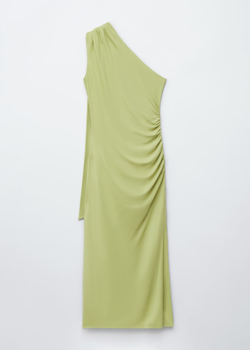 Image of One-Shoulder Scarf-Detail Midi Dress