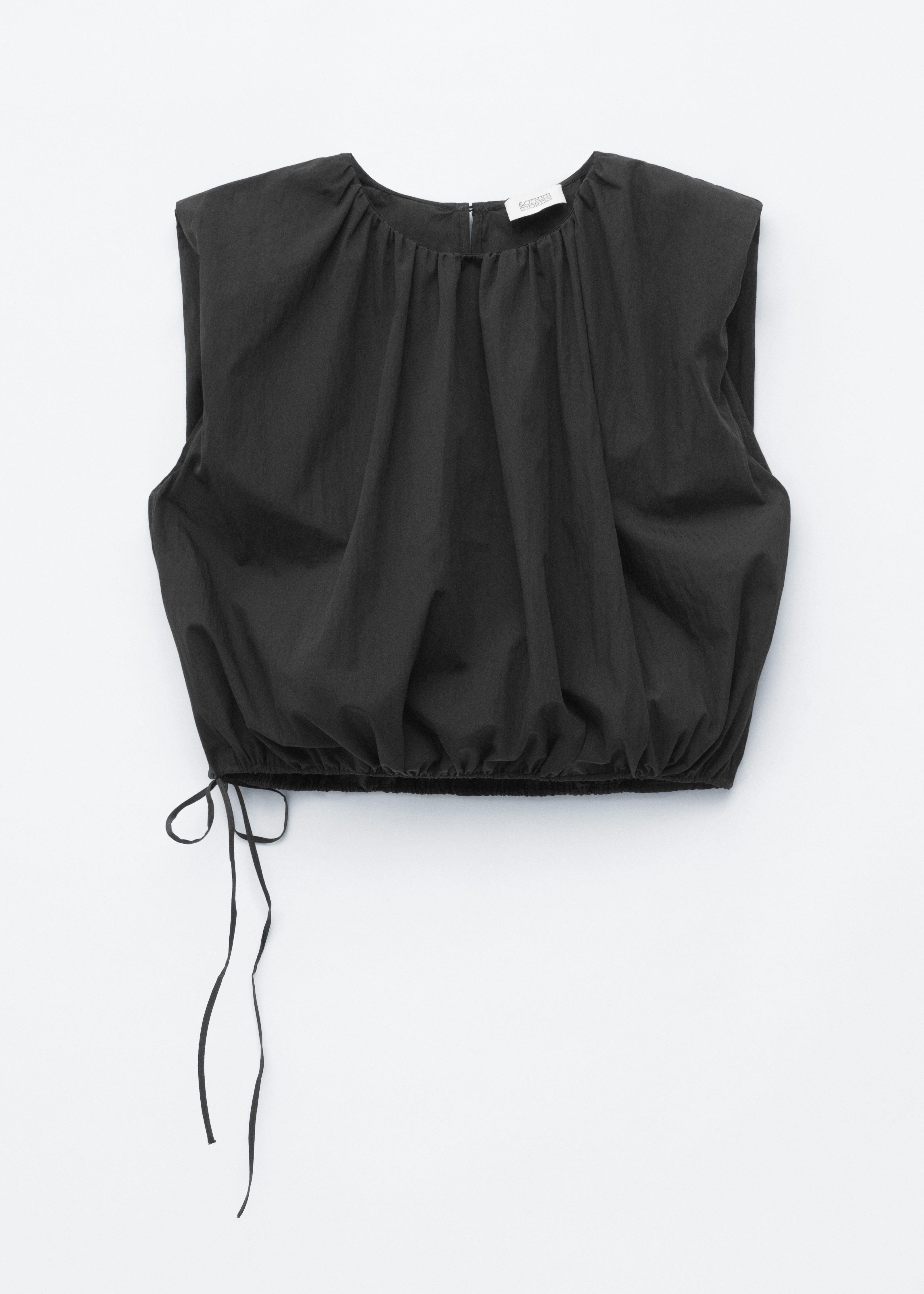Crop top con arricciature - Nero