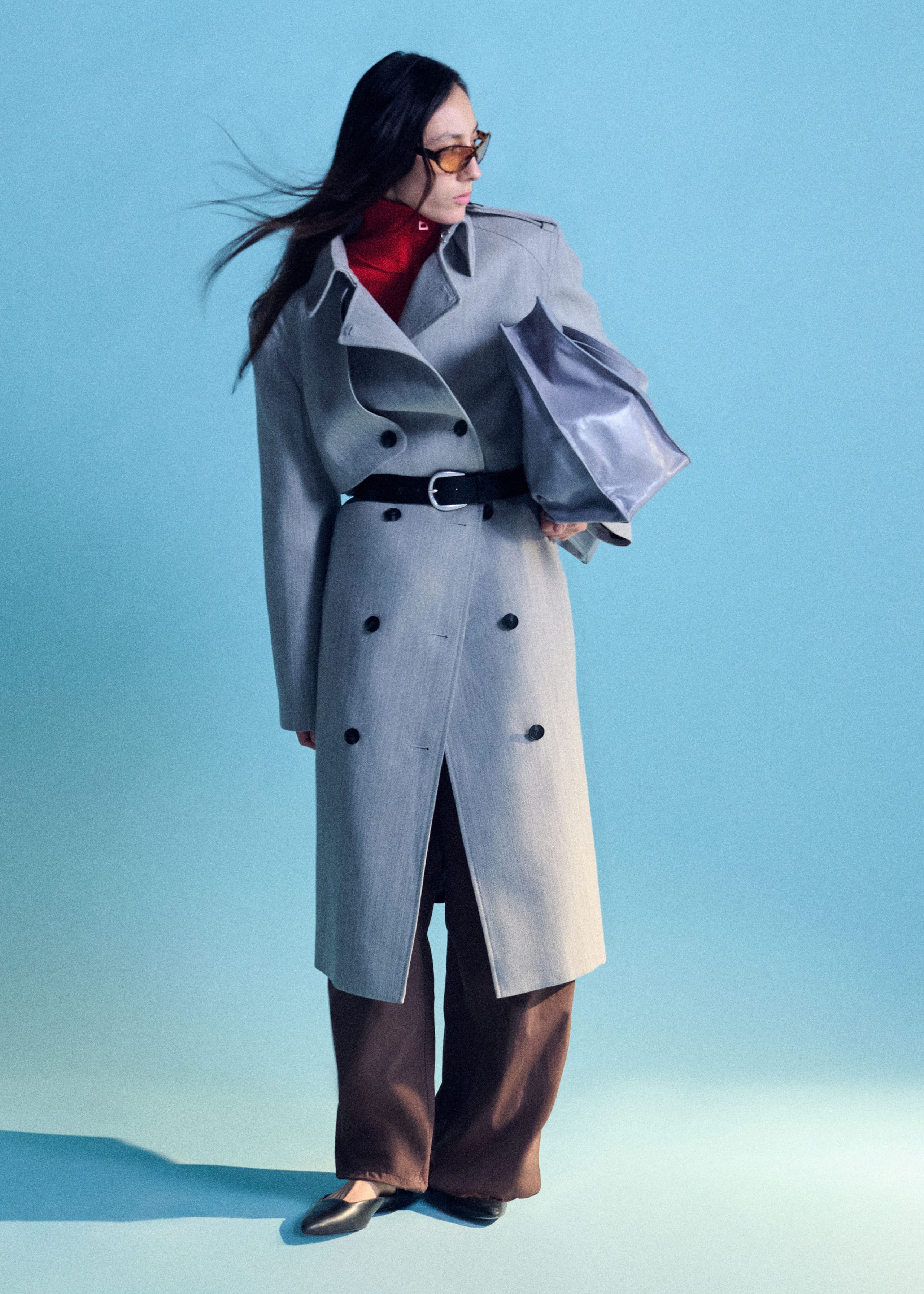 Image of Wool Tie-Belt Trench Coat