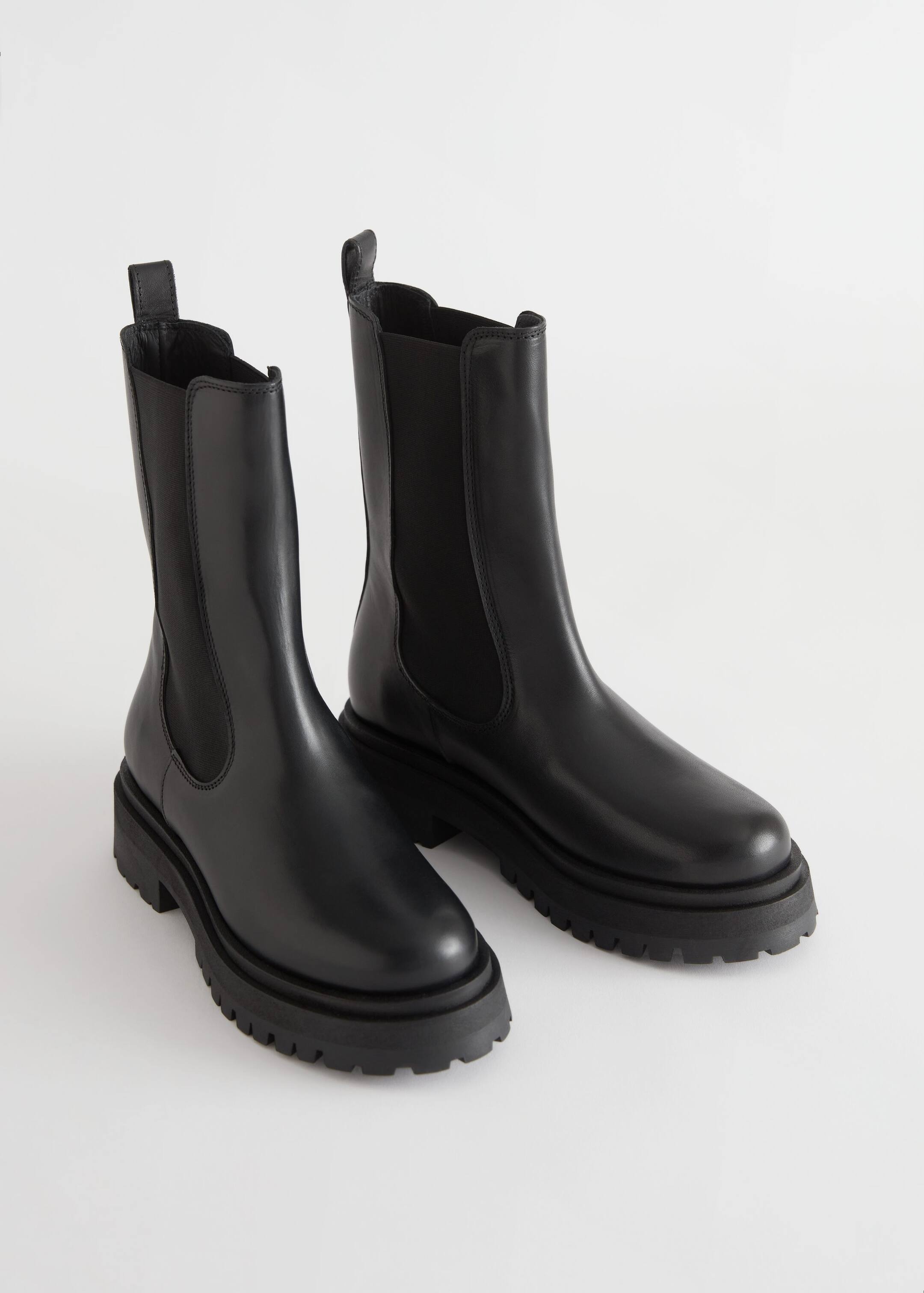 View larger image: Chunky Chelsea Leather Boots - Black - Ladies | H&M GB 2