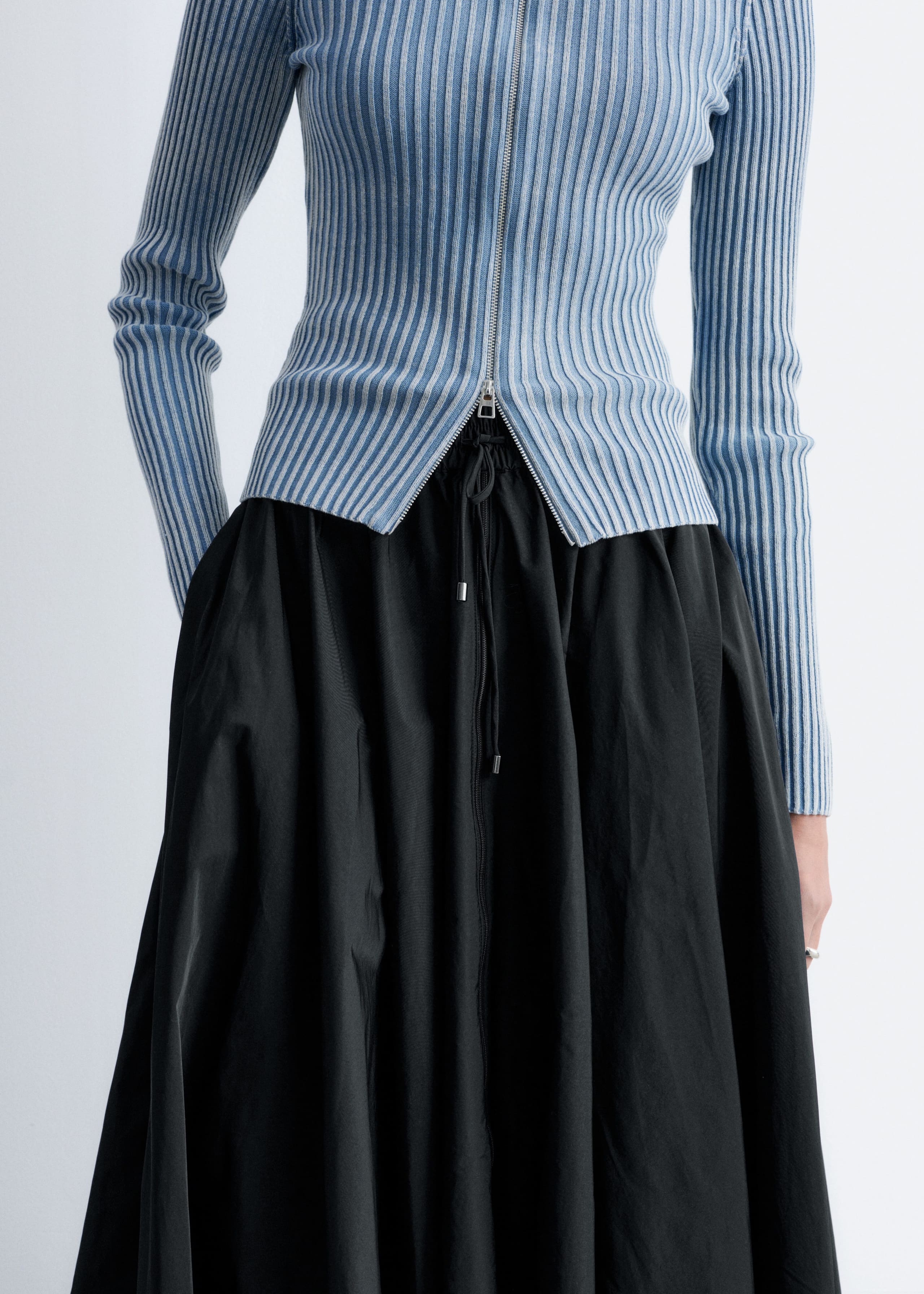 Image of Voluminous Drawstring Midi Skirt