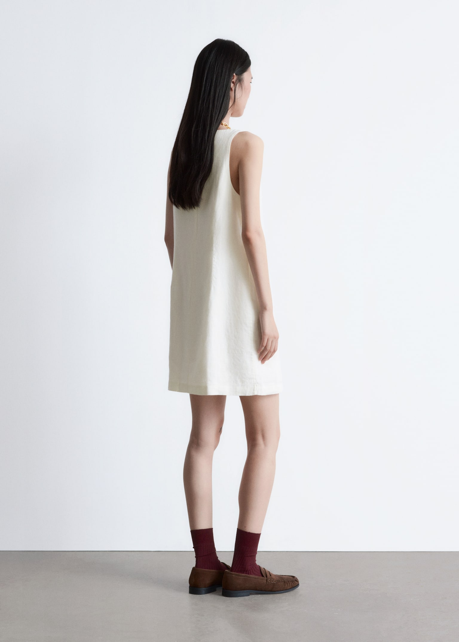 Minikleid aus Leinen - Weiß - 4