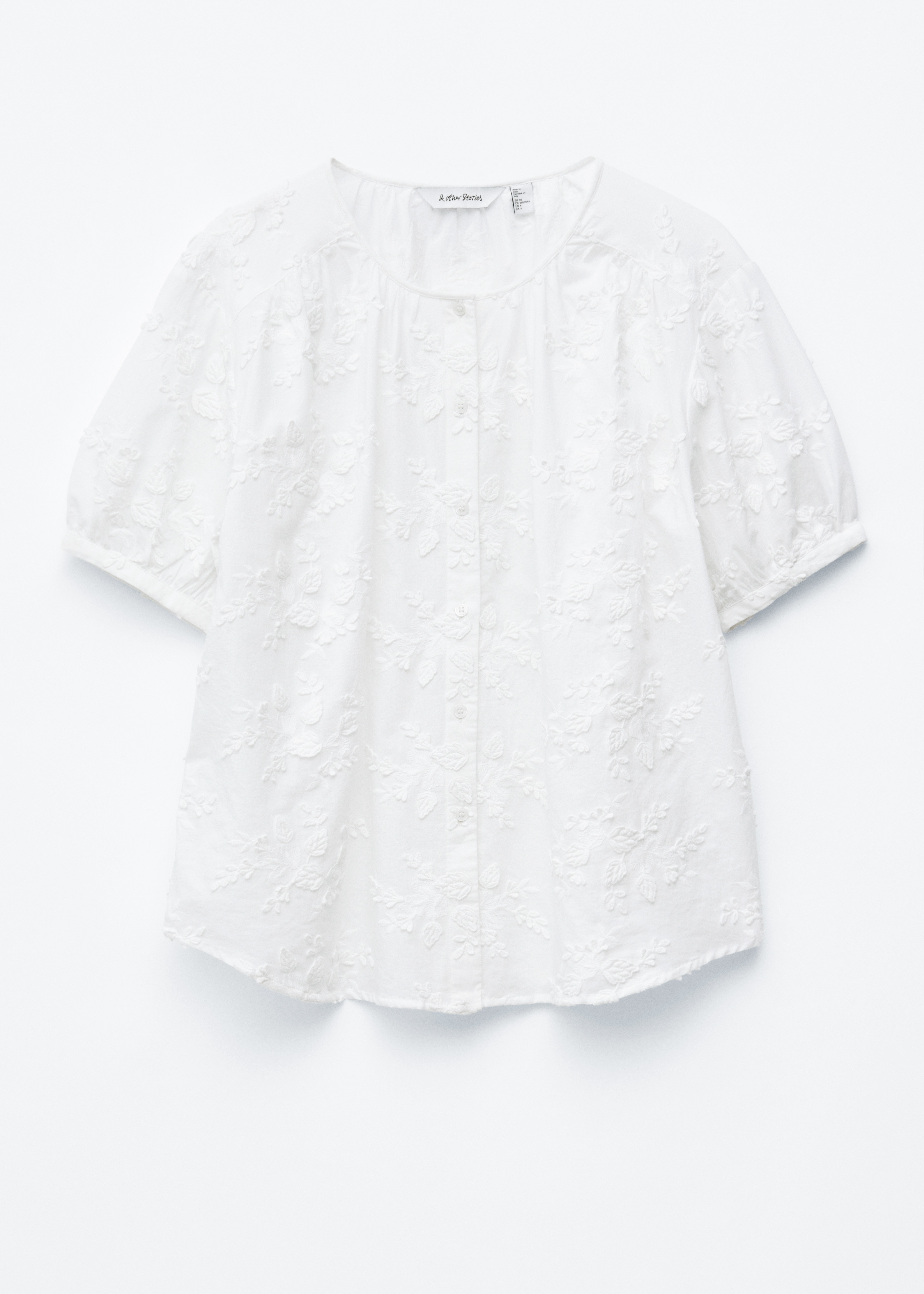 Oversized-Bluse mit Puffärmeln - Weiß