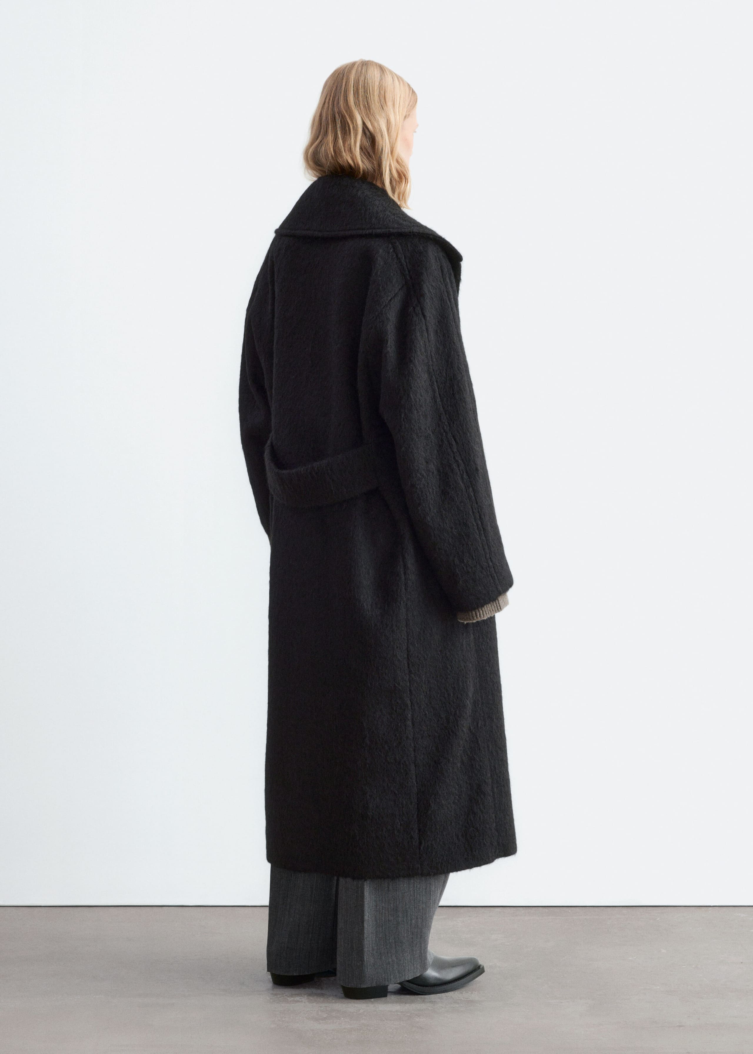Oversized Wool Coat - Black - Lookbook