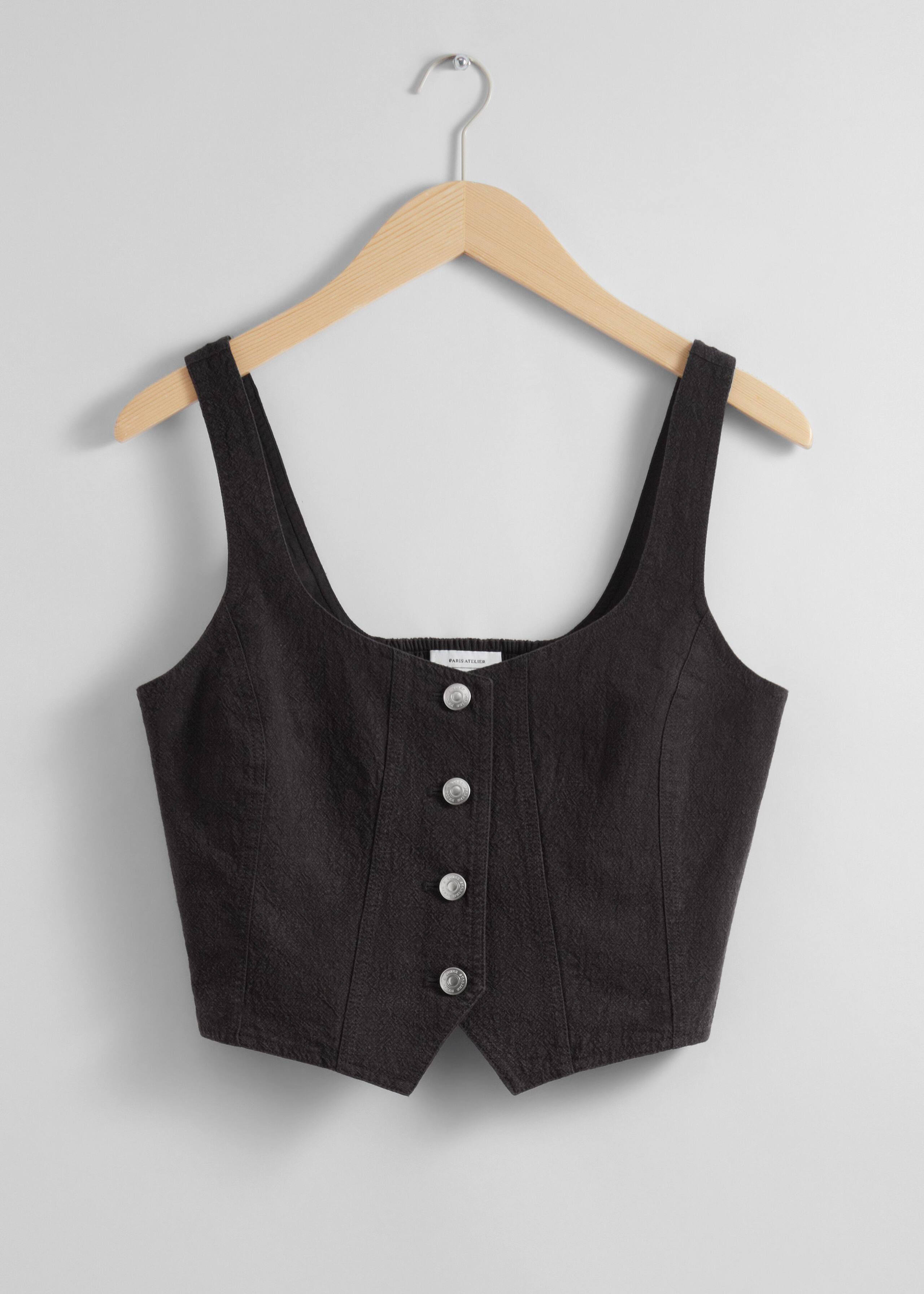 Cropped Denim Top - Black - Still Life