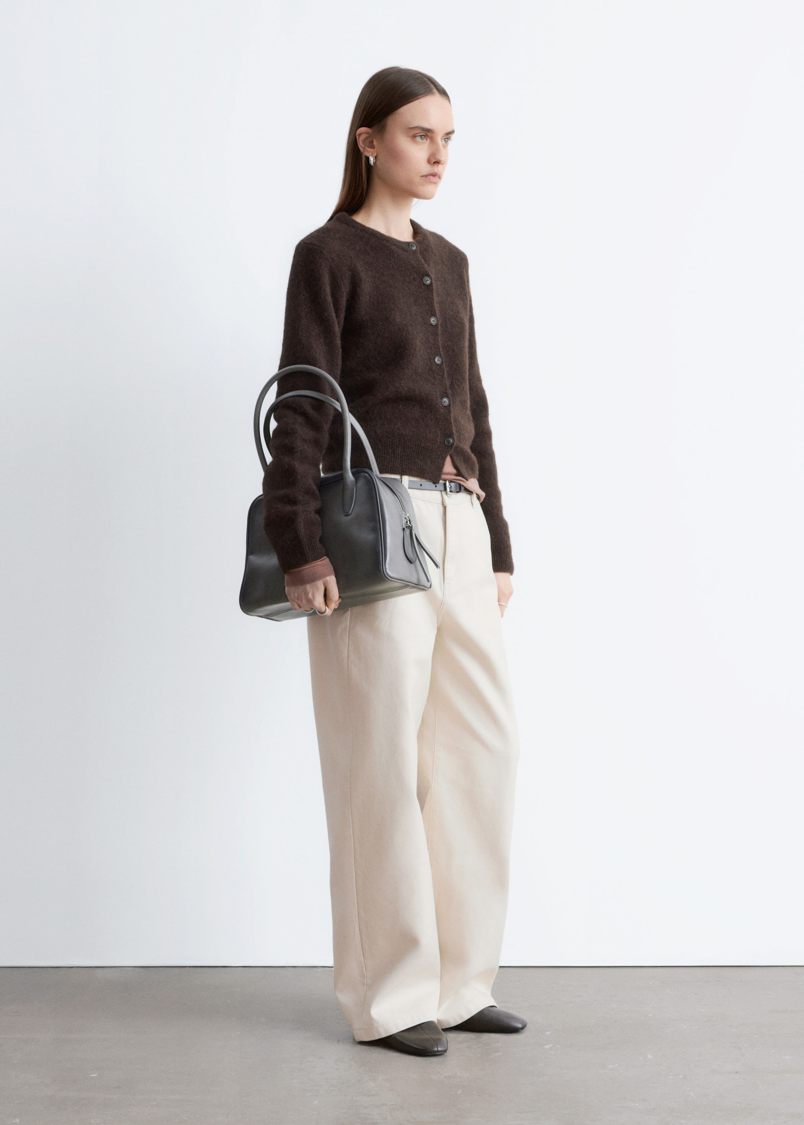 Wide-Leg Cotton Trousers - Rust Brown - Lookbook
