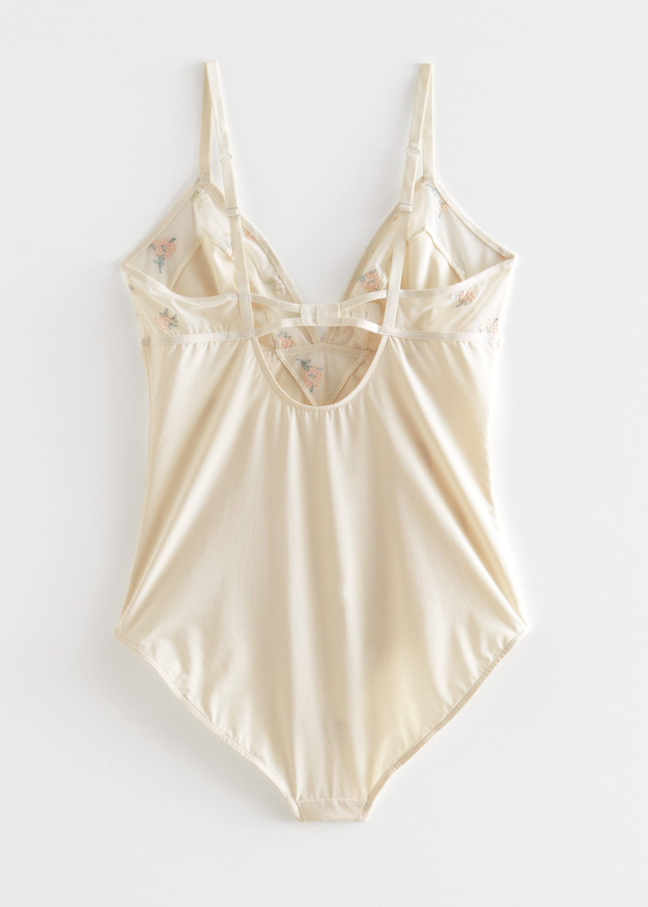 Strappy Embroidered Bodysuit - Cream - Natura morta